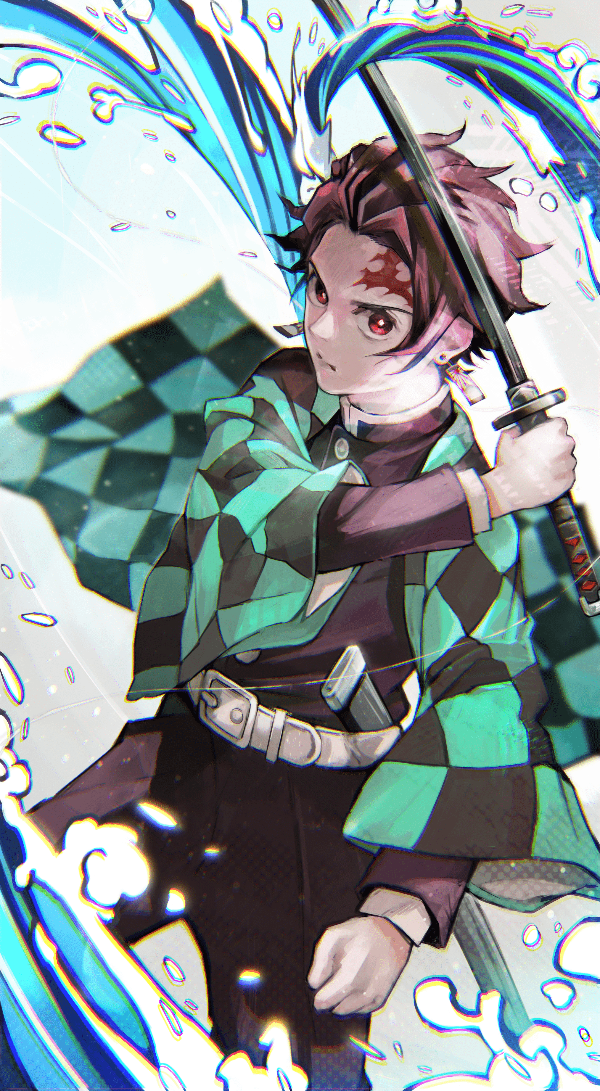 Tanjiro fan-art, anime, demon slayer, kimetsu no yaiba, HD phone