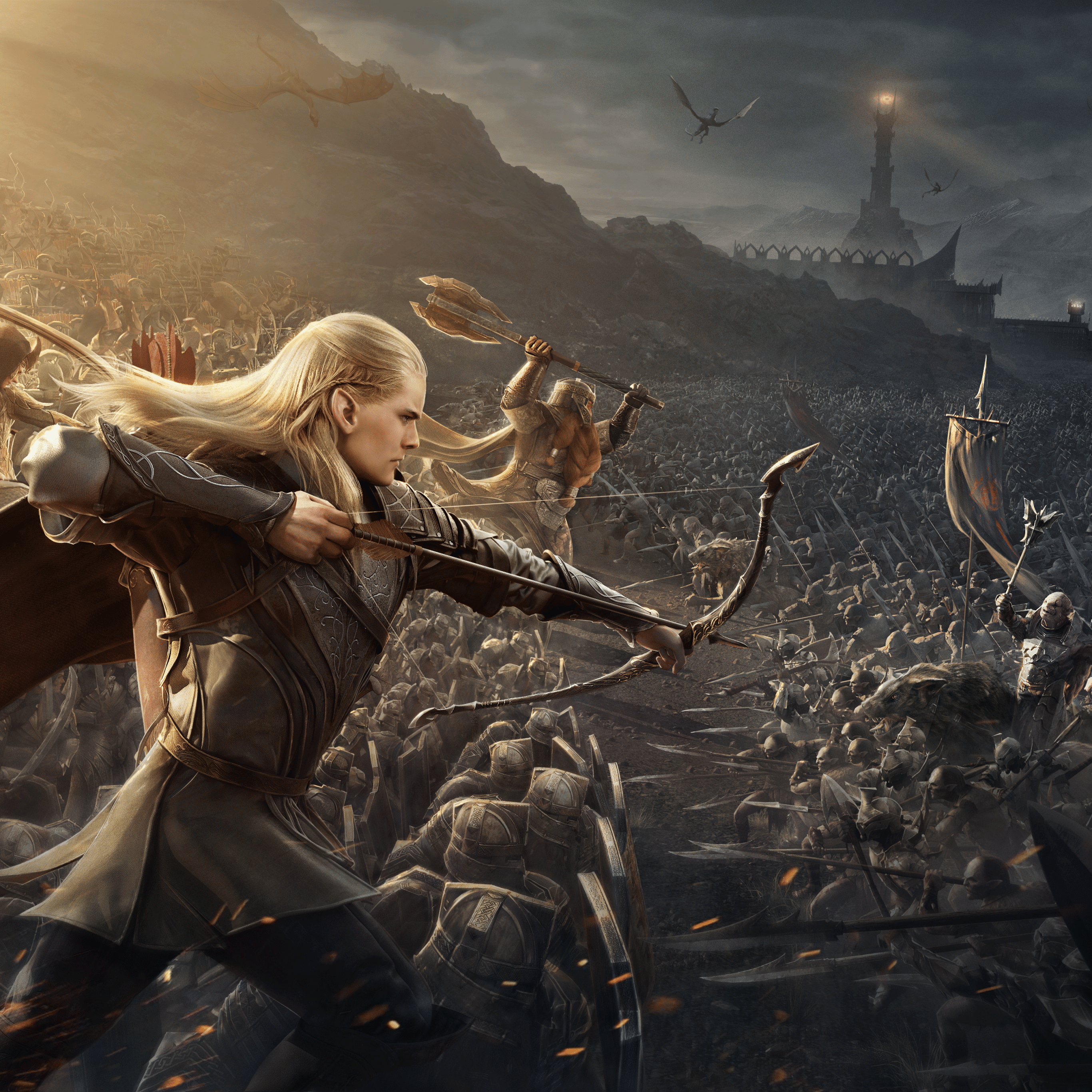 2732x2732 Battle of the Black Gate Wallpaper 4K
