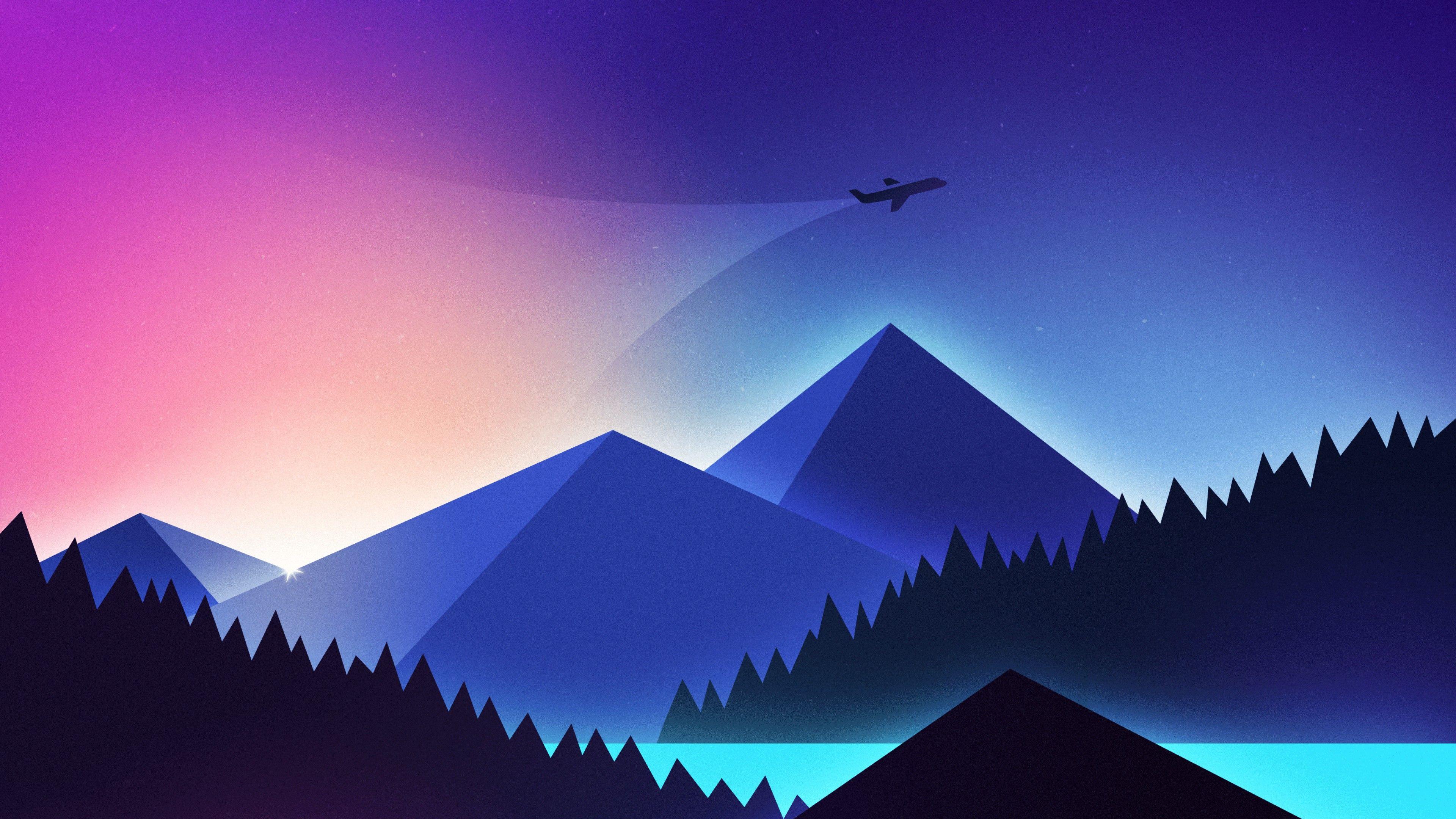 3840x2160 Wallpaper Plane, minimalism, colors, 4K, Art