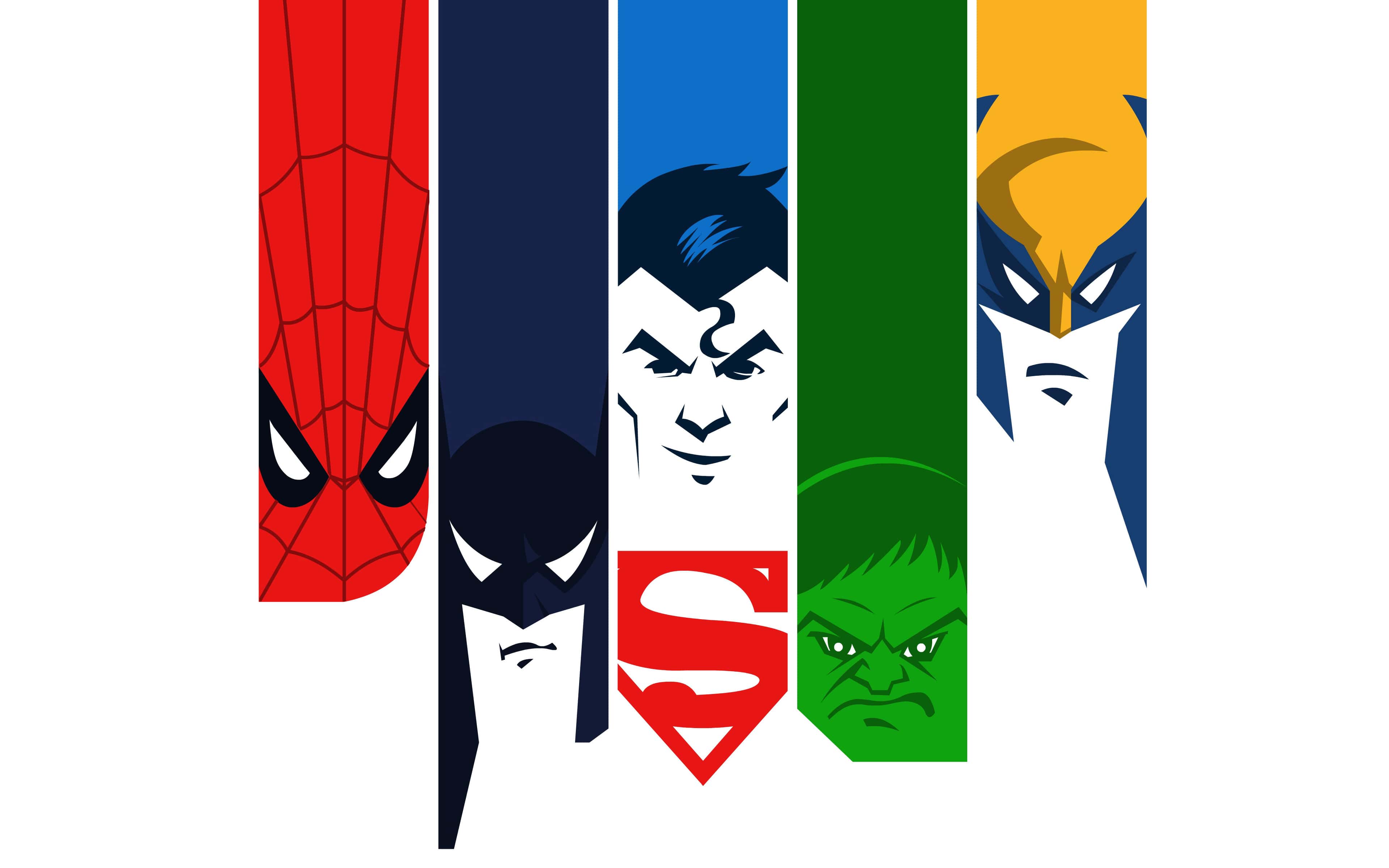 3840x2400 Best Minimalist Superman Batman Hulk Spiderman Wolverine