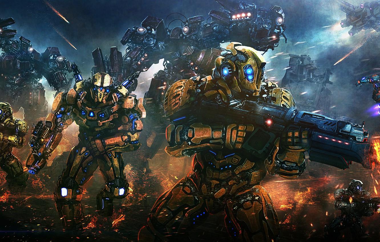 1332x850 Robot Battle Wallpaper