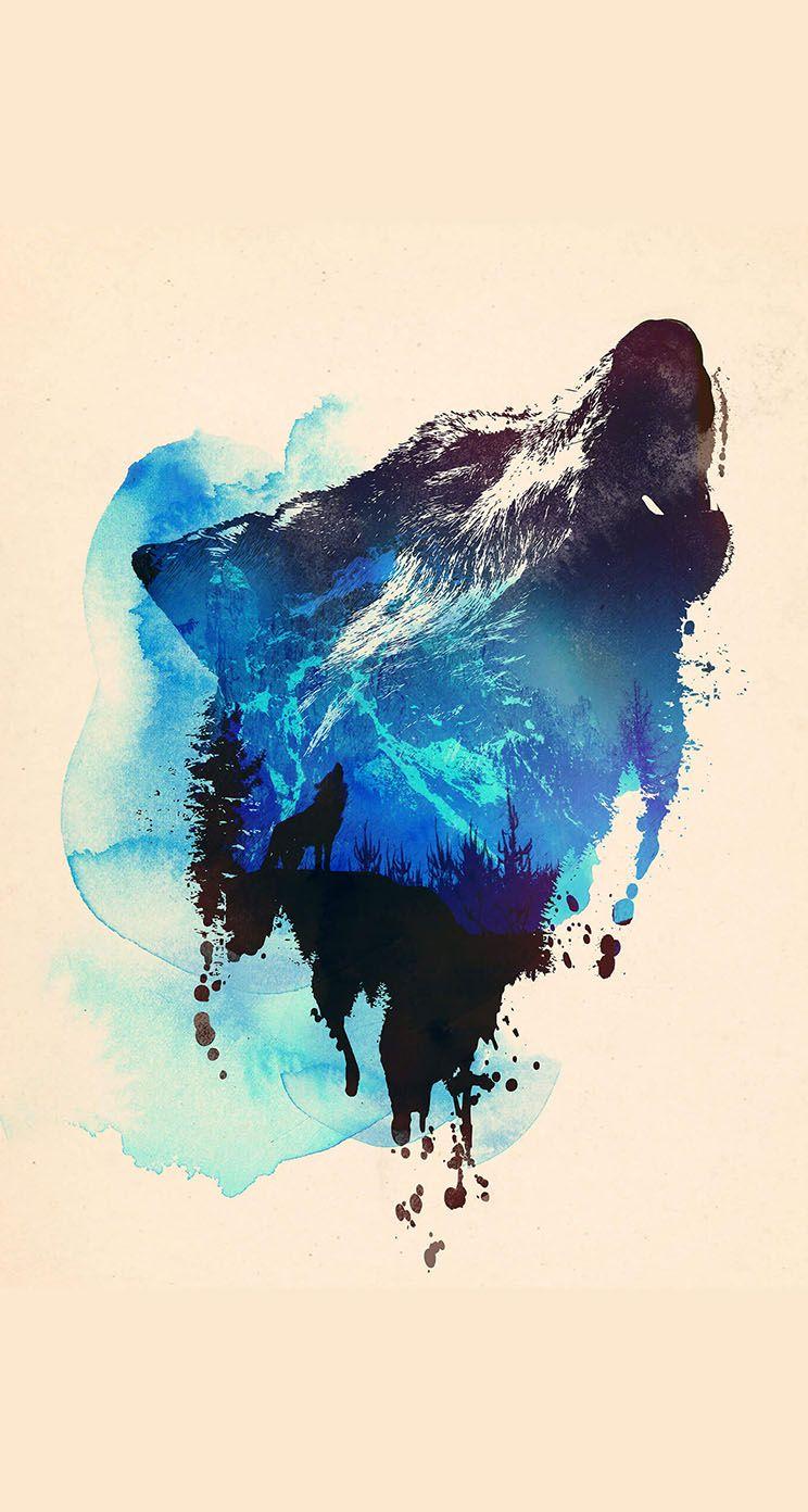 744x1392 The iPhone Wallpaper Alone as a wolf