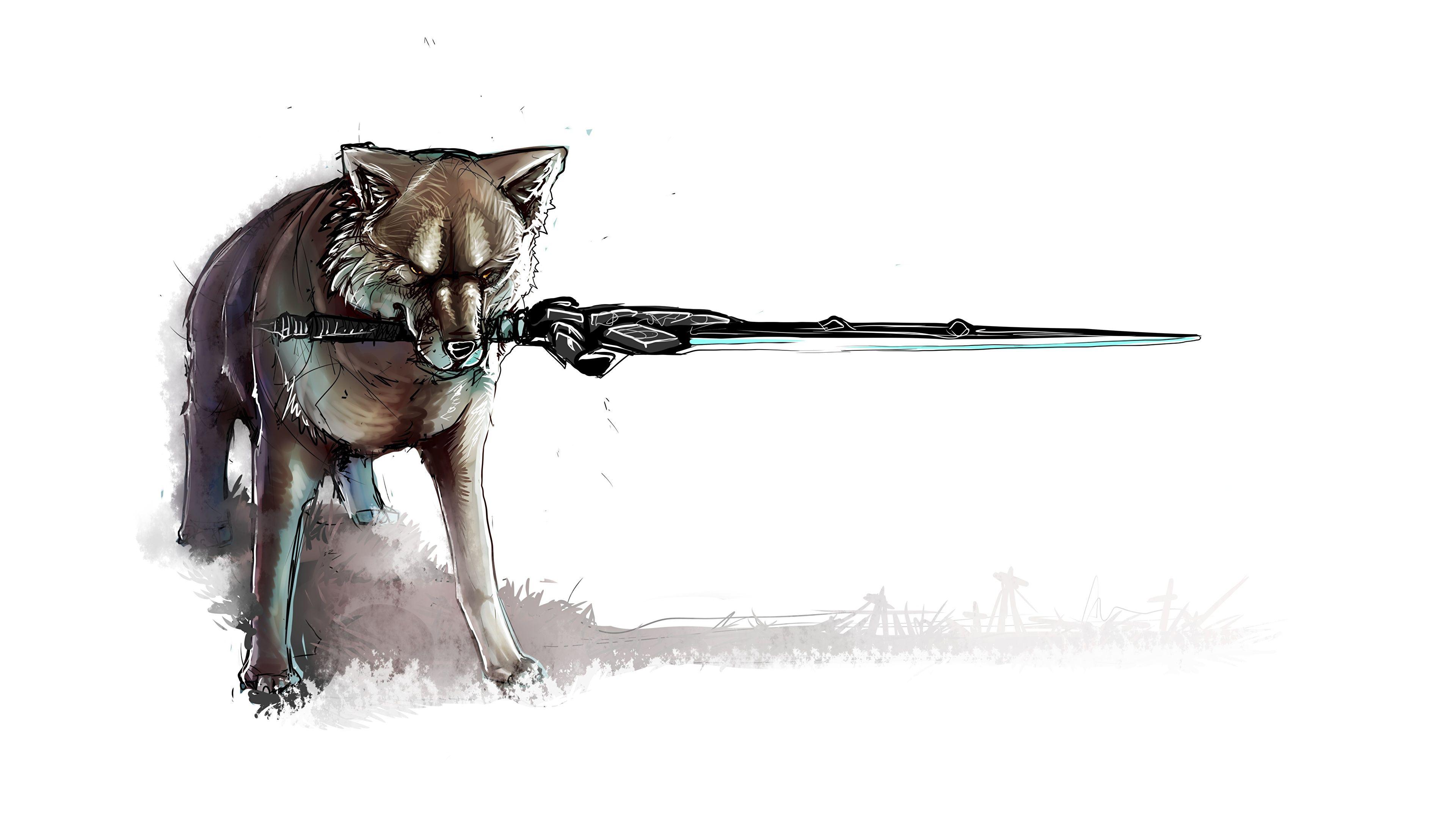 3840x2160 Photos Dark Souls Swords Wolves Fan ART Sif the Great Grey