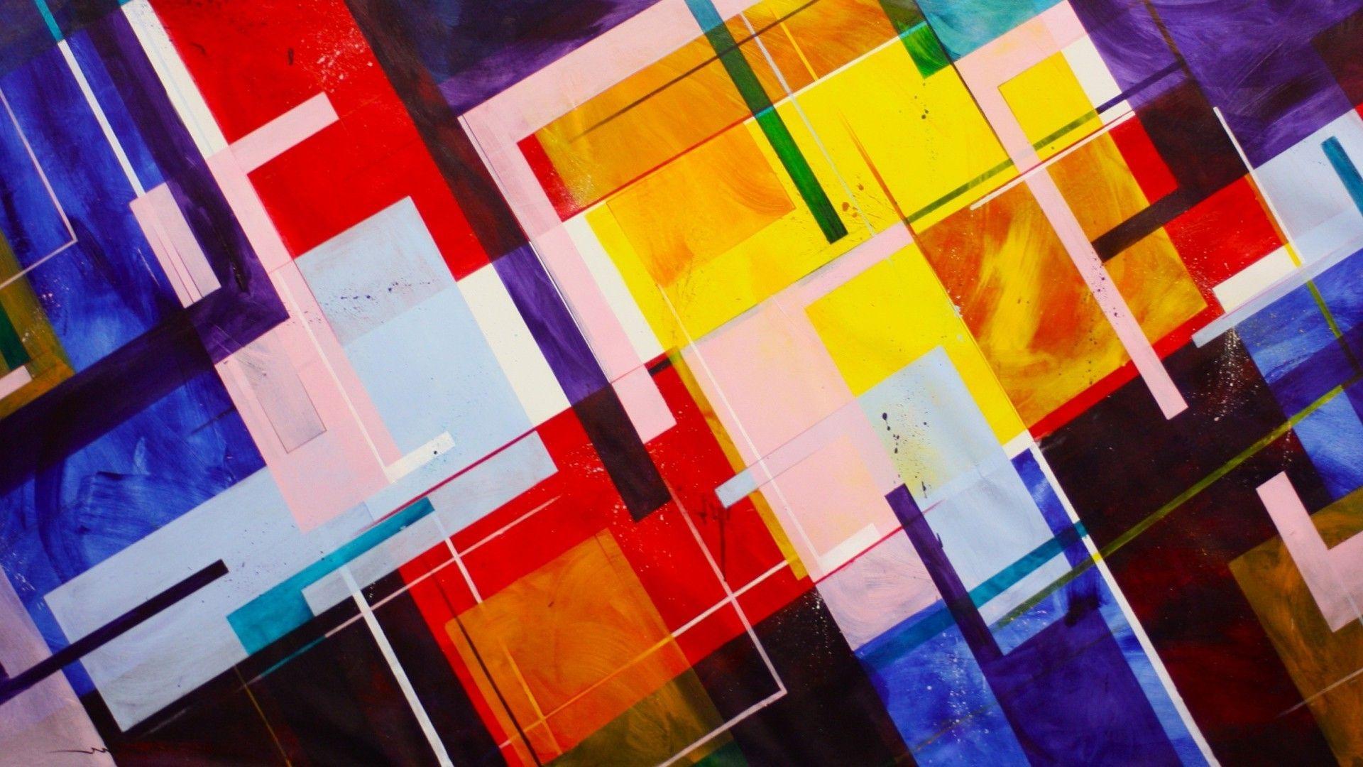 1920x1080 colorful, Digital Art, Abstract, Lines, Geometry, Square