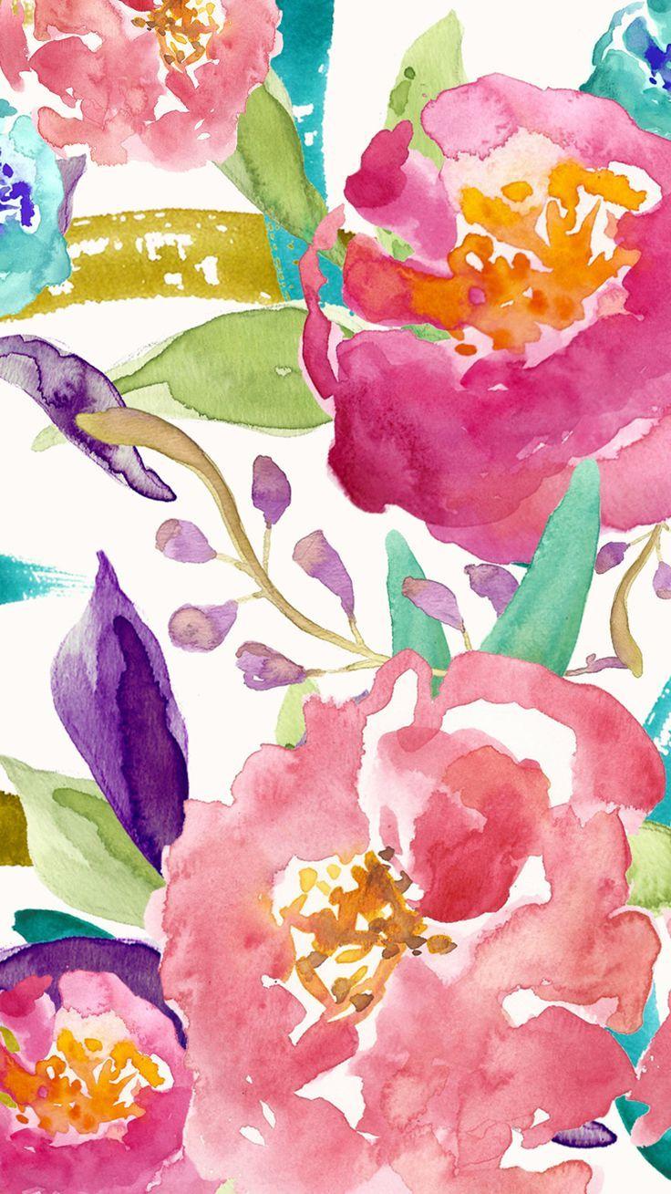 736x1309 iPhone Wallpaper. Watercolor paint, Flower, Petal, Pink