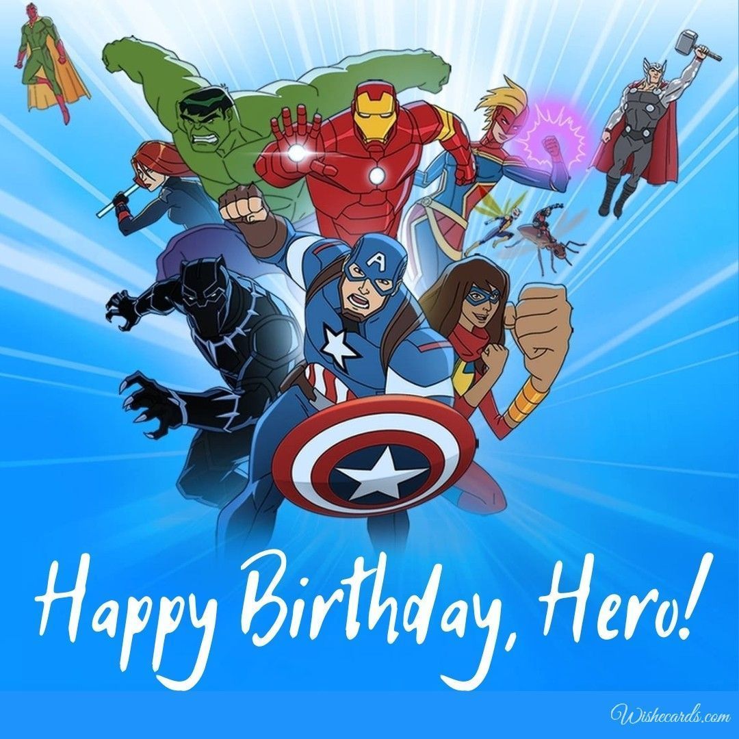 1080x1080 Avengers Themed Happy Birthday Cards