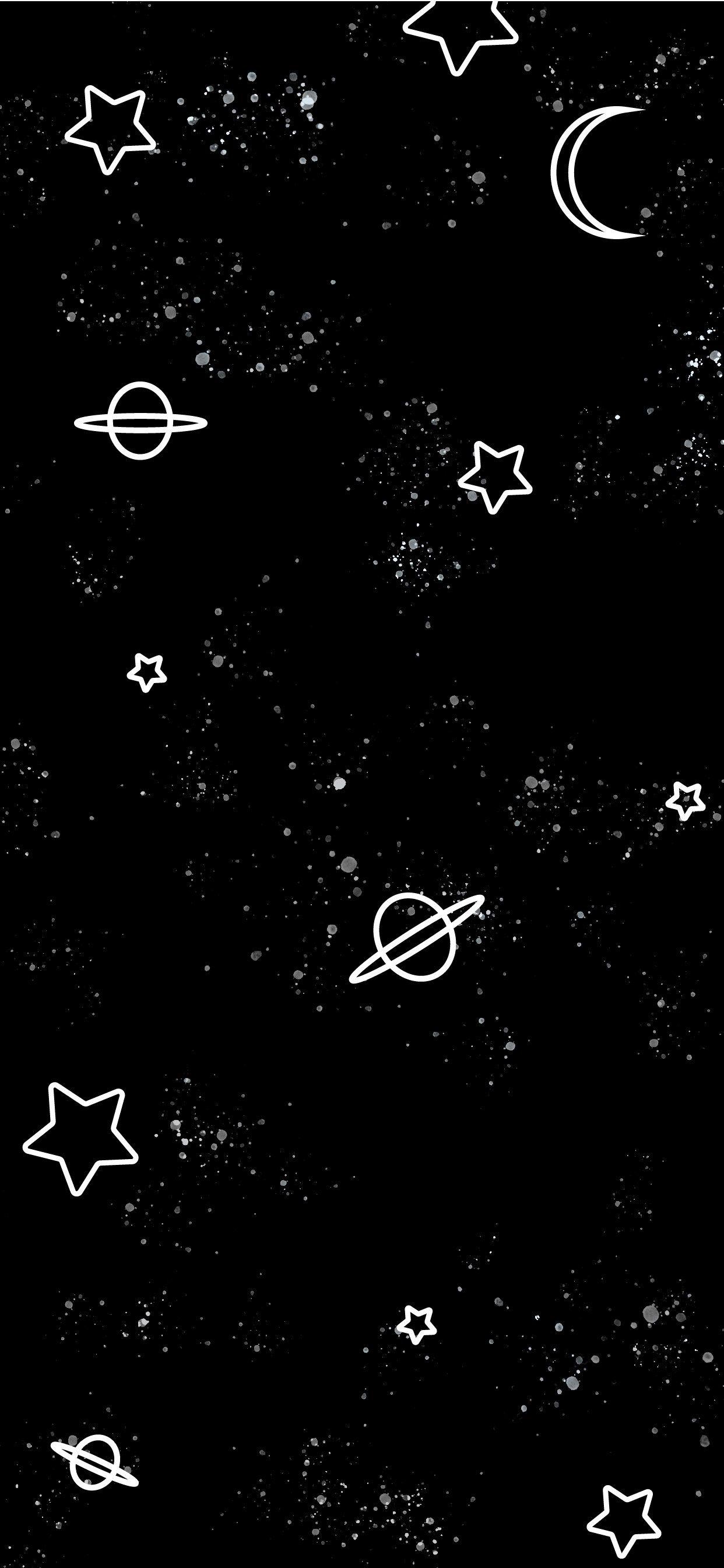 1242x2688 iPhone Space Wallpaper Black And White