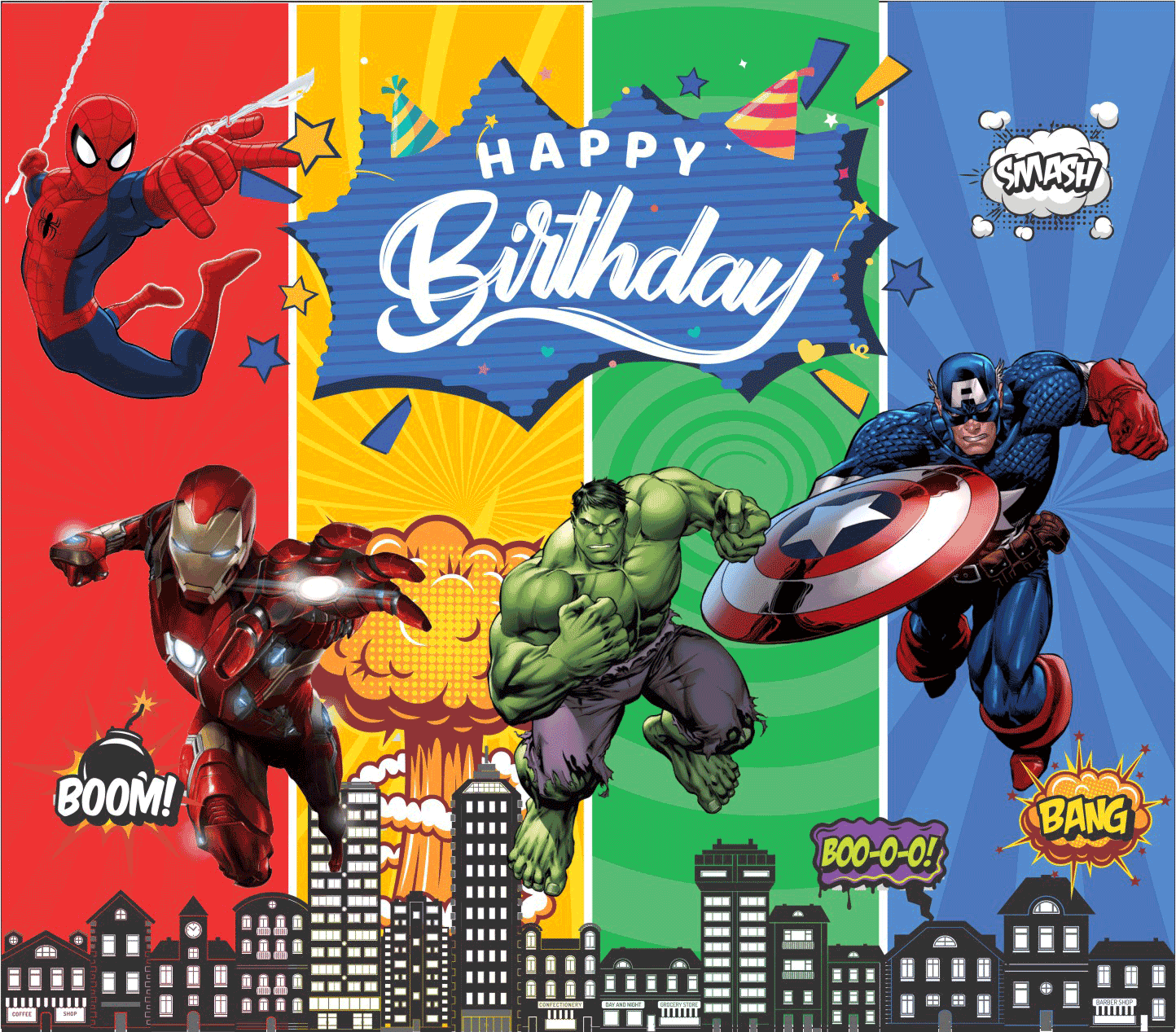 1444x1267 Avengers Boys Birthday Banner 8X7 Feet