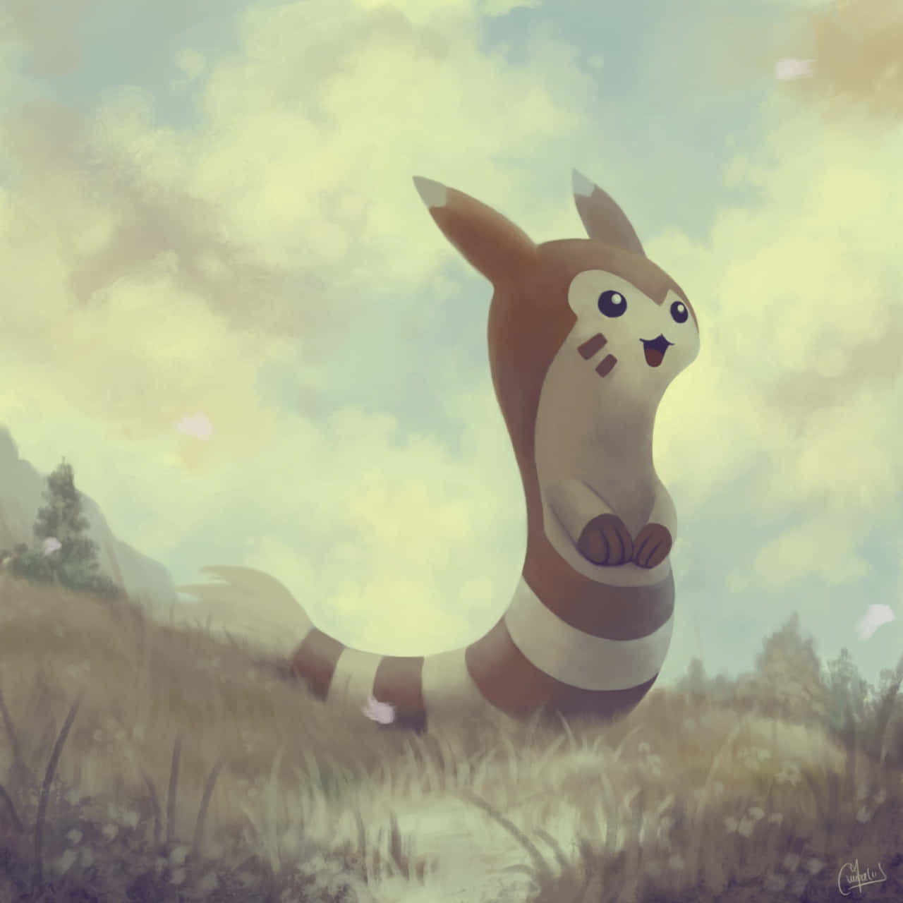 1280x1280 Download Mobile Art Of Furret Wallpaper