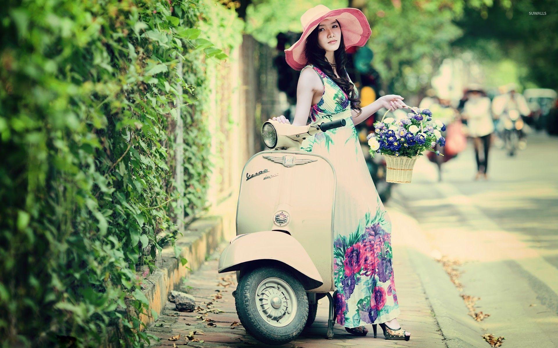 1920x1200 Girl on Vespa wallpaper wallpaper