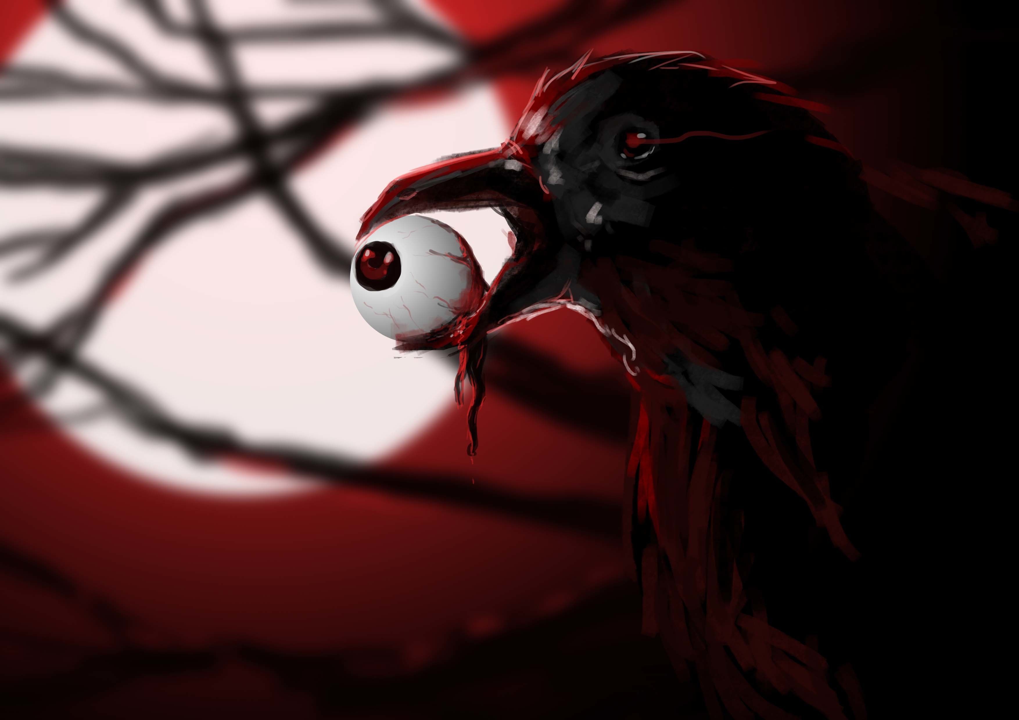 3508x2480 Blood, Dark, Bird, Creepy, Raven, Scary