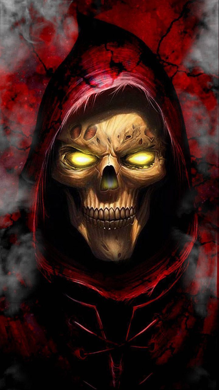 720x1280 Download Gangster Skeleton Wearing Red