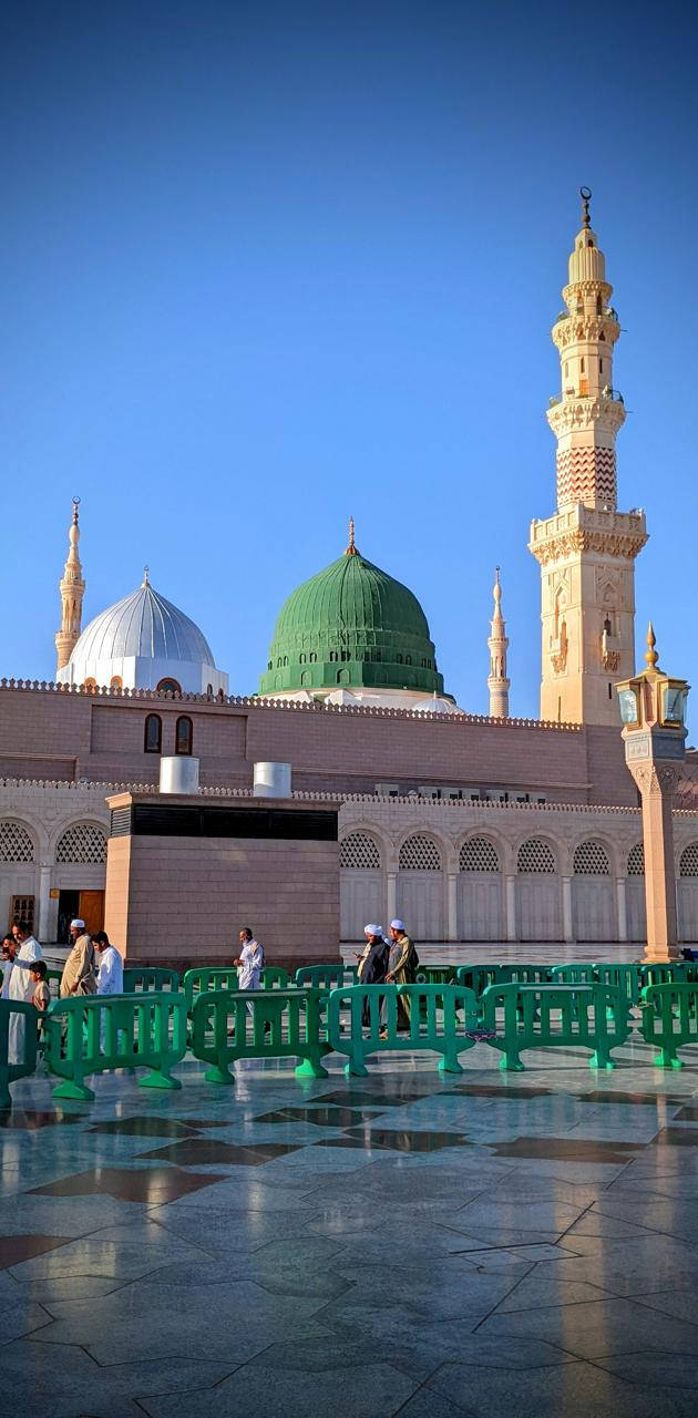 630x1280 Download Madina Sharif With Guiding Rails Wallpaper