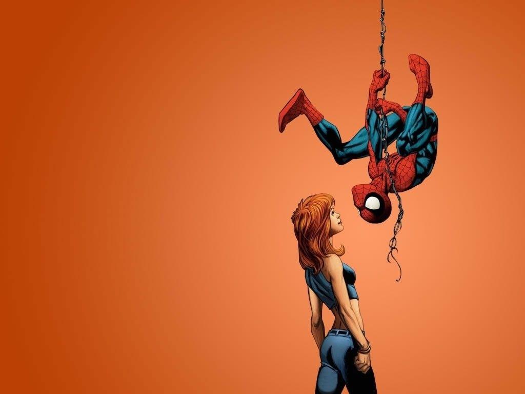 1024x768 Spider Man With MJ Wallpaper