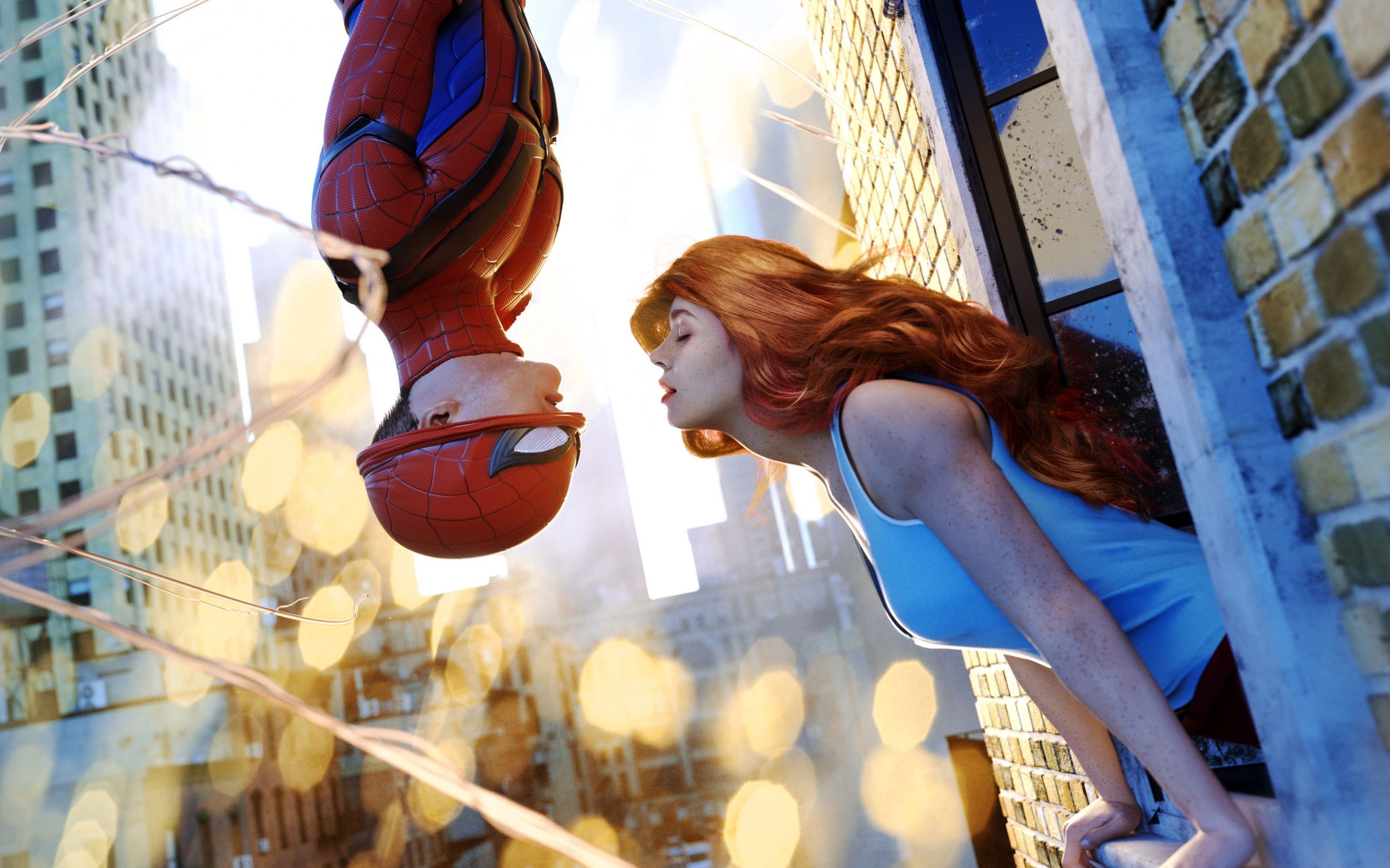 2880x1800 Peter Parker Mary Jane Kiss 4K Wallpaper
