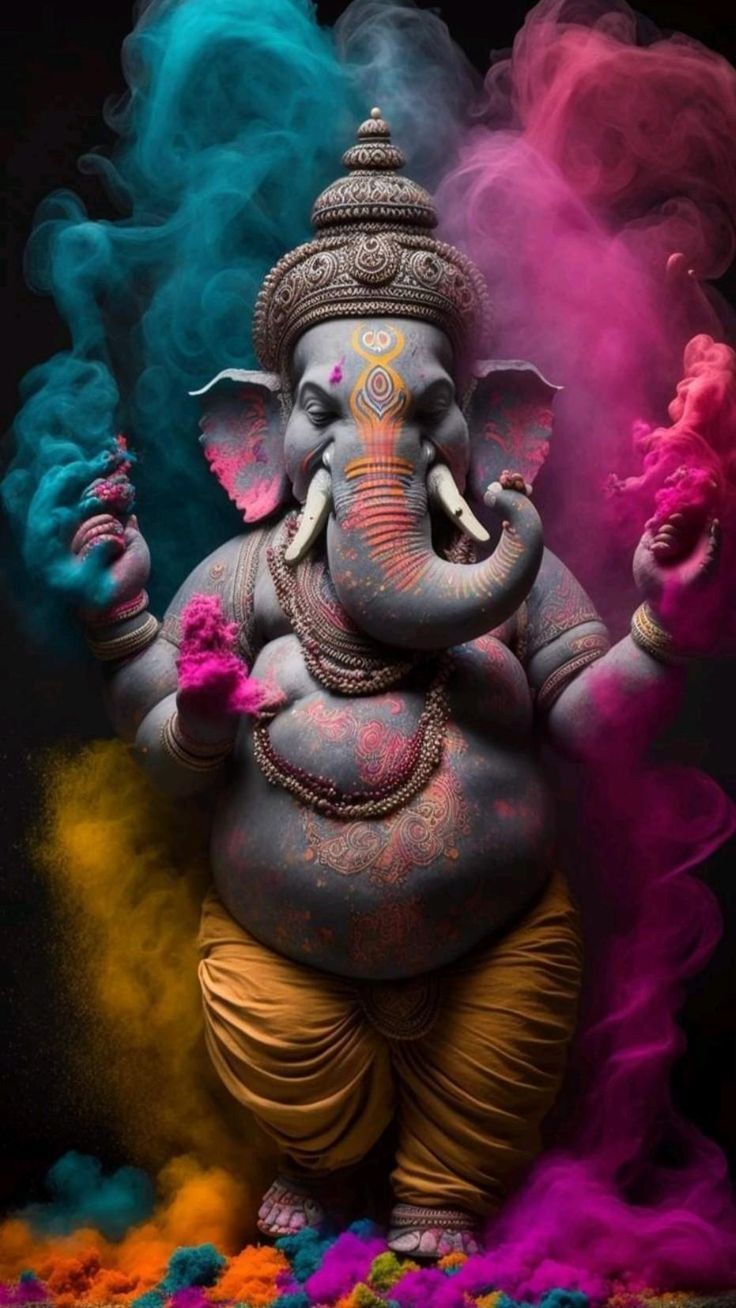 736x1308 Ganesha painting, 4k wallpaper