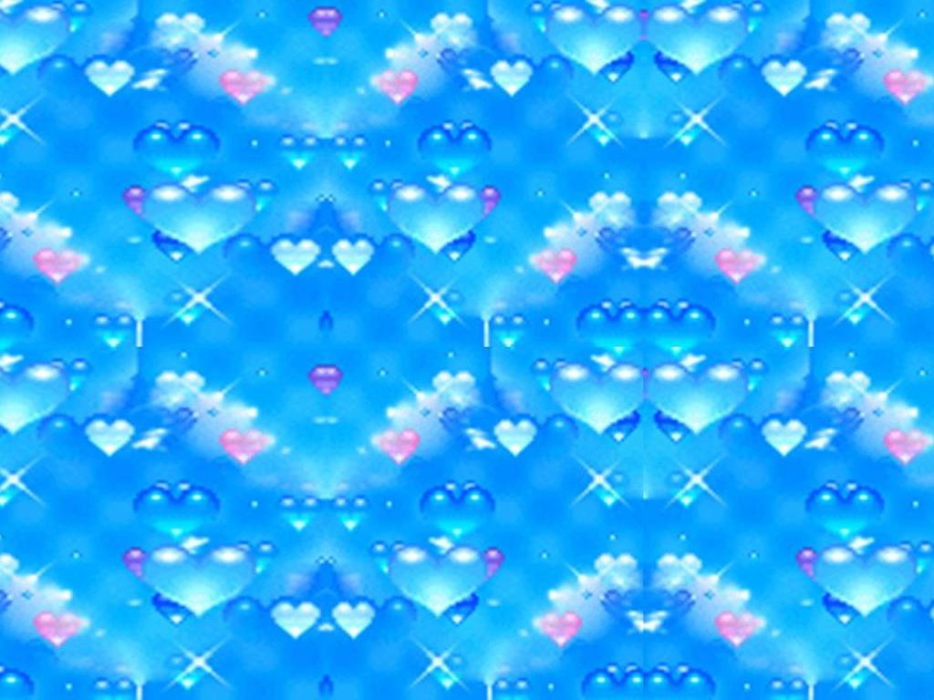1024x768 Blue Hearts Wallpaper