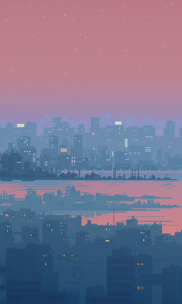 600x1000 Small 8 Bit .gif Loops. Pixel City