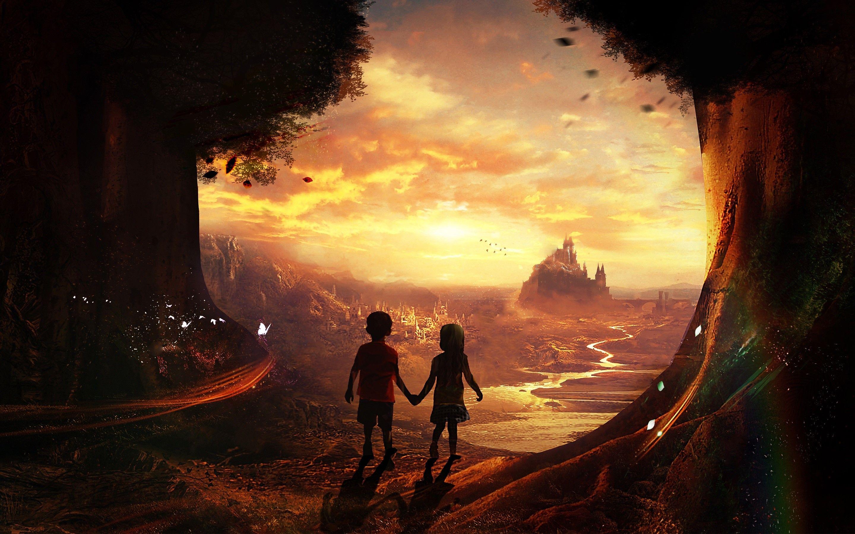 2880x1800 Children in a fairy tale Wallpaper