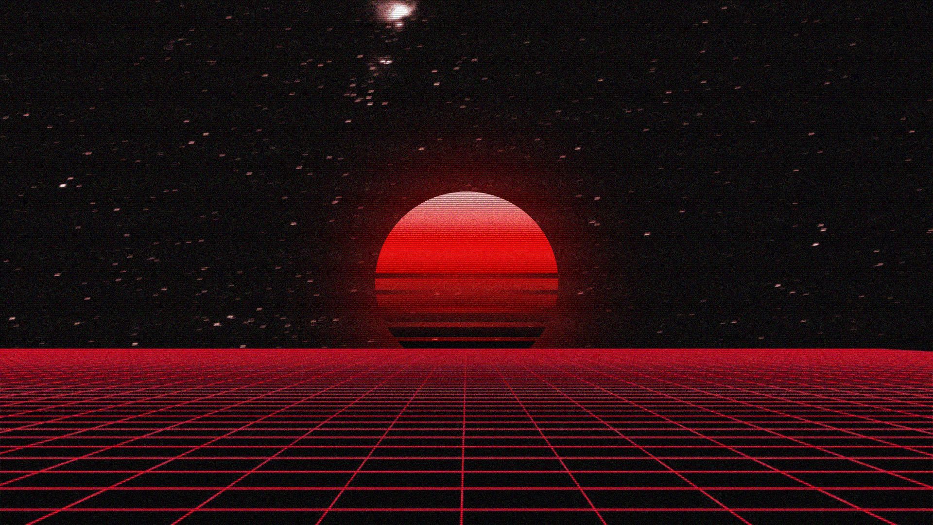 1920x1080 Red Vaporwave Wallpaper