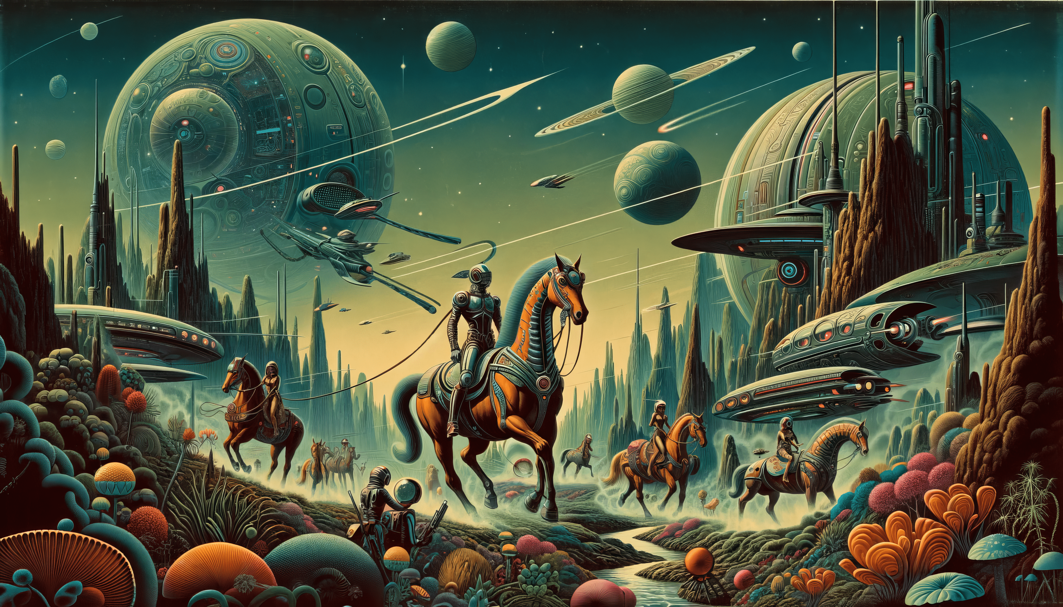 3584x2048 Fantasy Horseback Riding HD Wallpaper