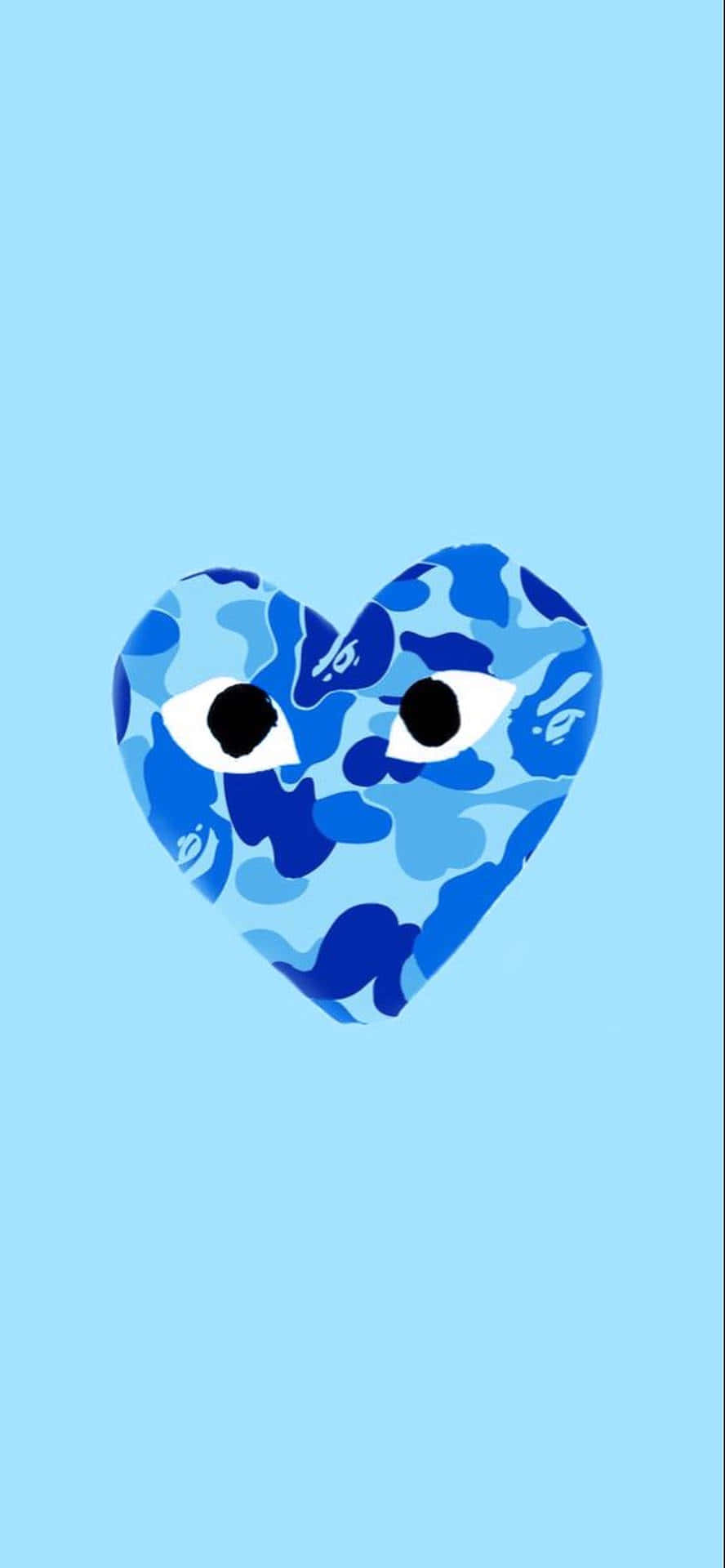 888x1920 Download A Blue Camouflage Heart With