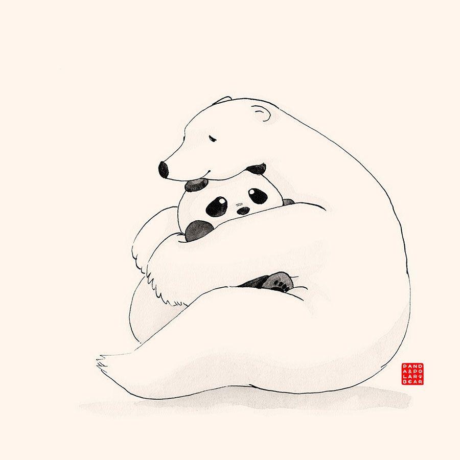 900x900 Panda and Polar Bear Wallpaper