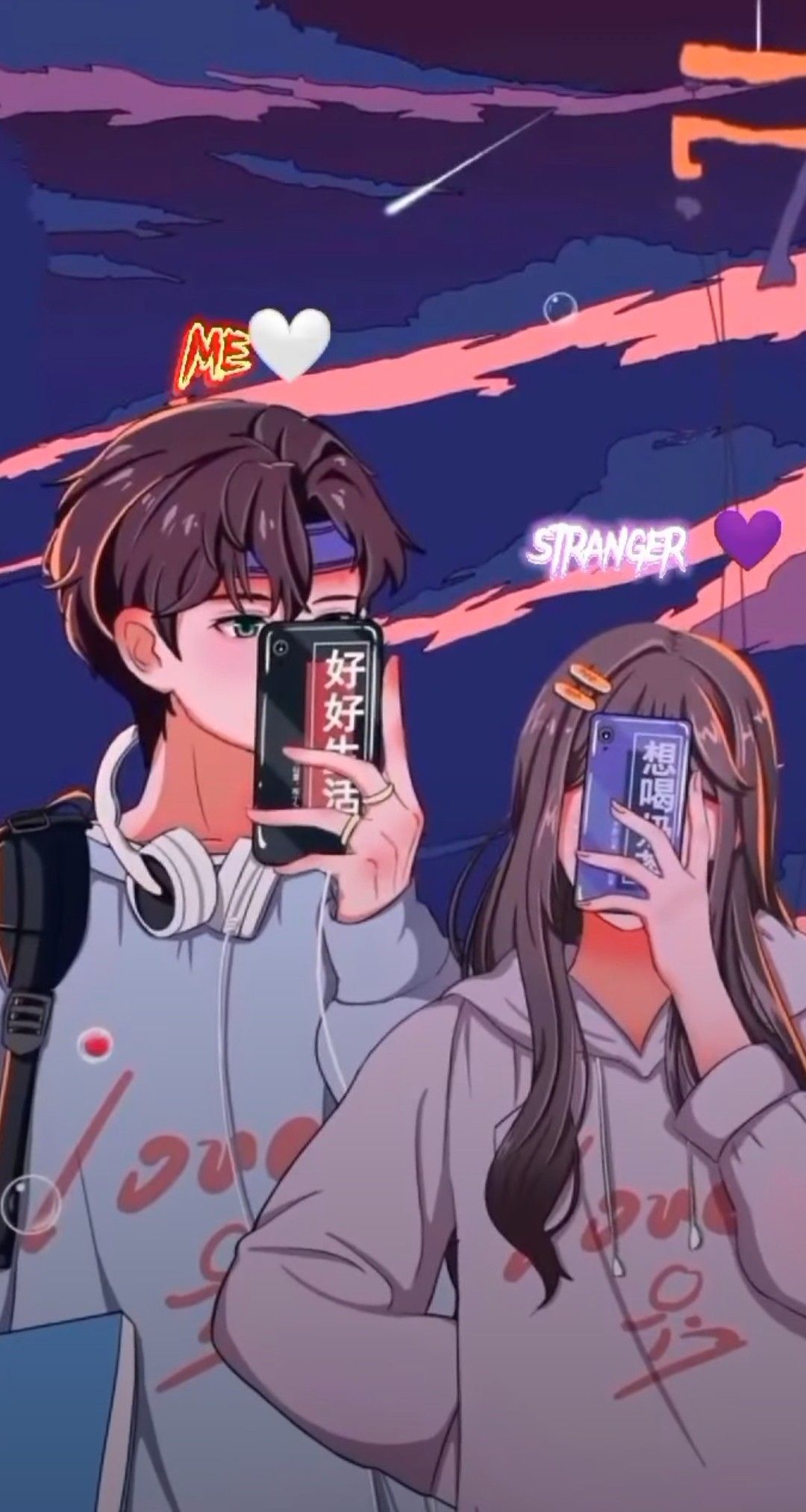 1080x2025 Anime mirror selfie. Милые рисунки