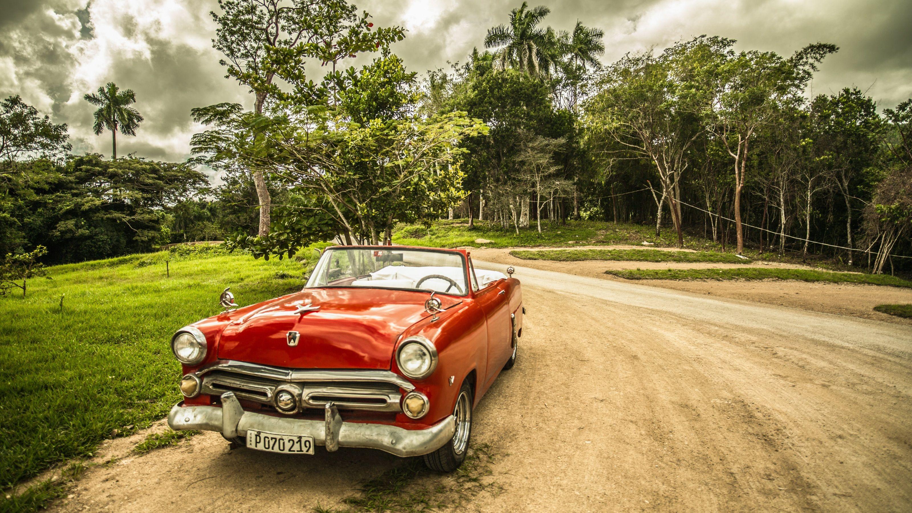 3200x1800 Cuba Red Vintage Car wallpaper 3200x1800