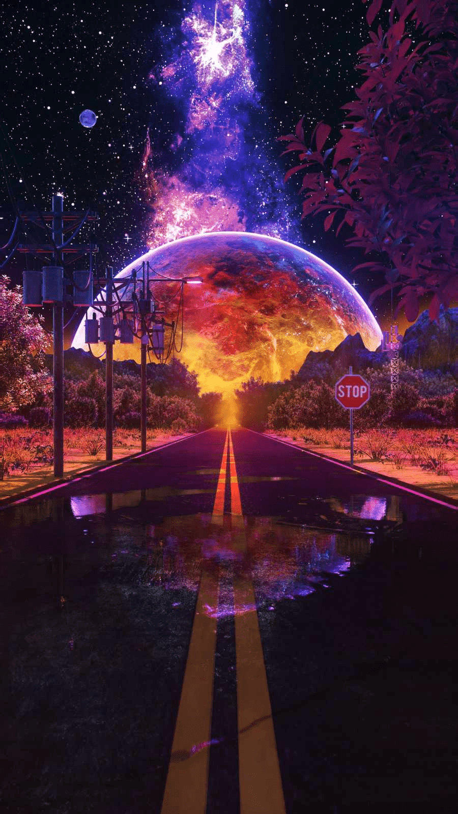 900x1600 Space Road 4K IPhone Wallpaper