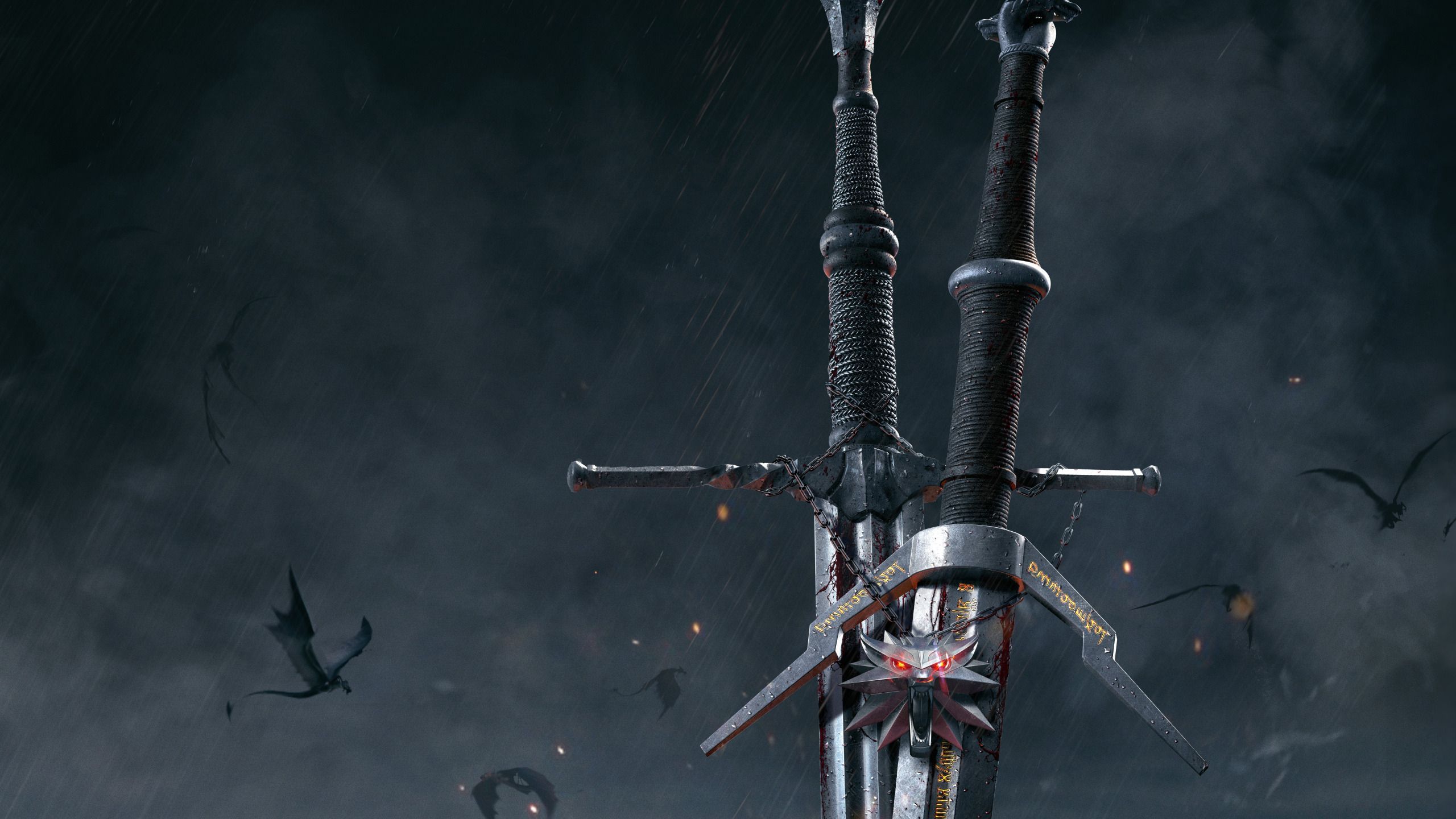 2560x1440 wallpaper weapons, medallion, swords