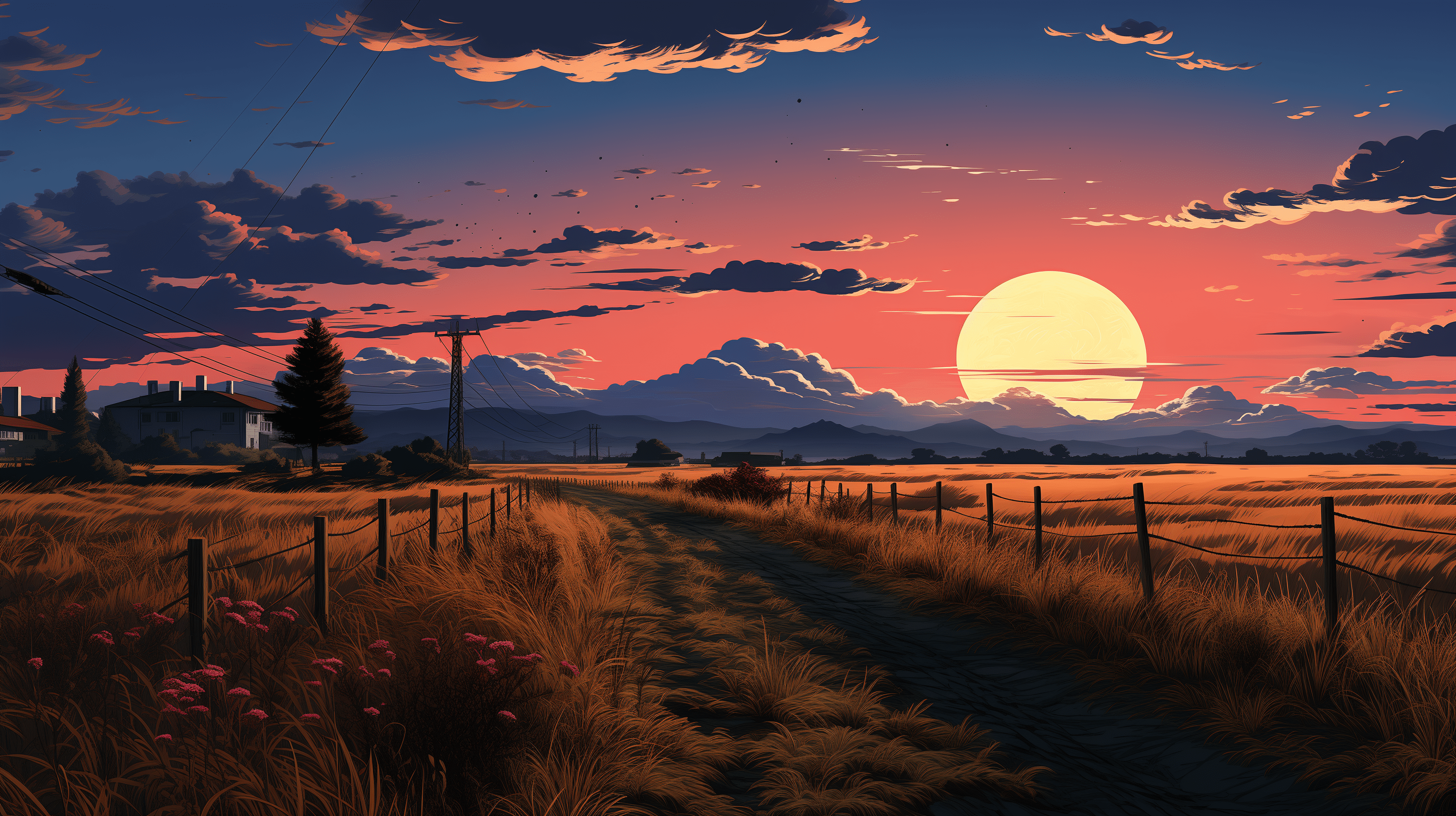 2912x1632 Breathtaking Countryside Sunset HD Wallpaper