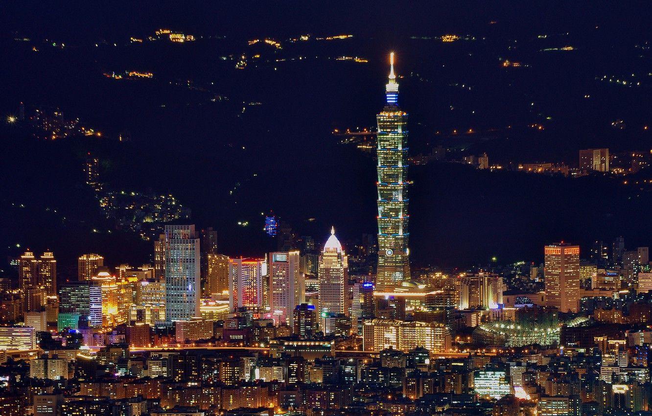 1332x850 Wallpaper China, panorama, China, Taiwan, night city, Taipei