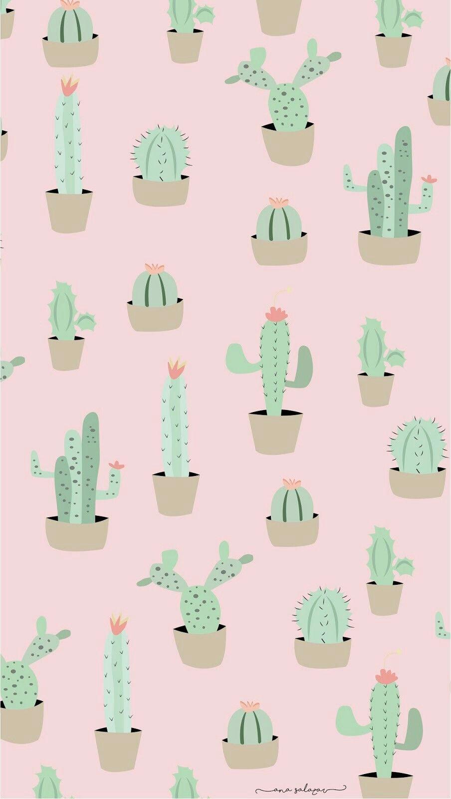 904x1600 Hipster Watercolor Cactus Wallpaper at