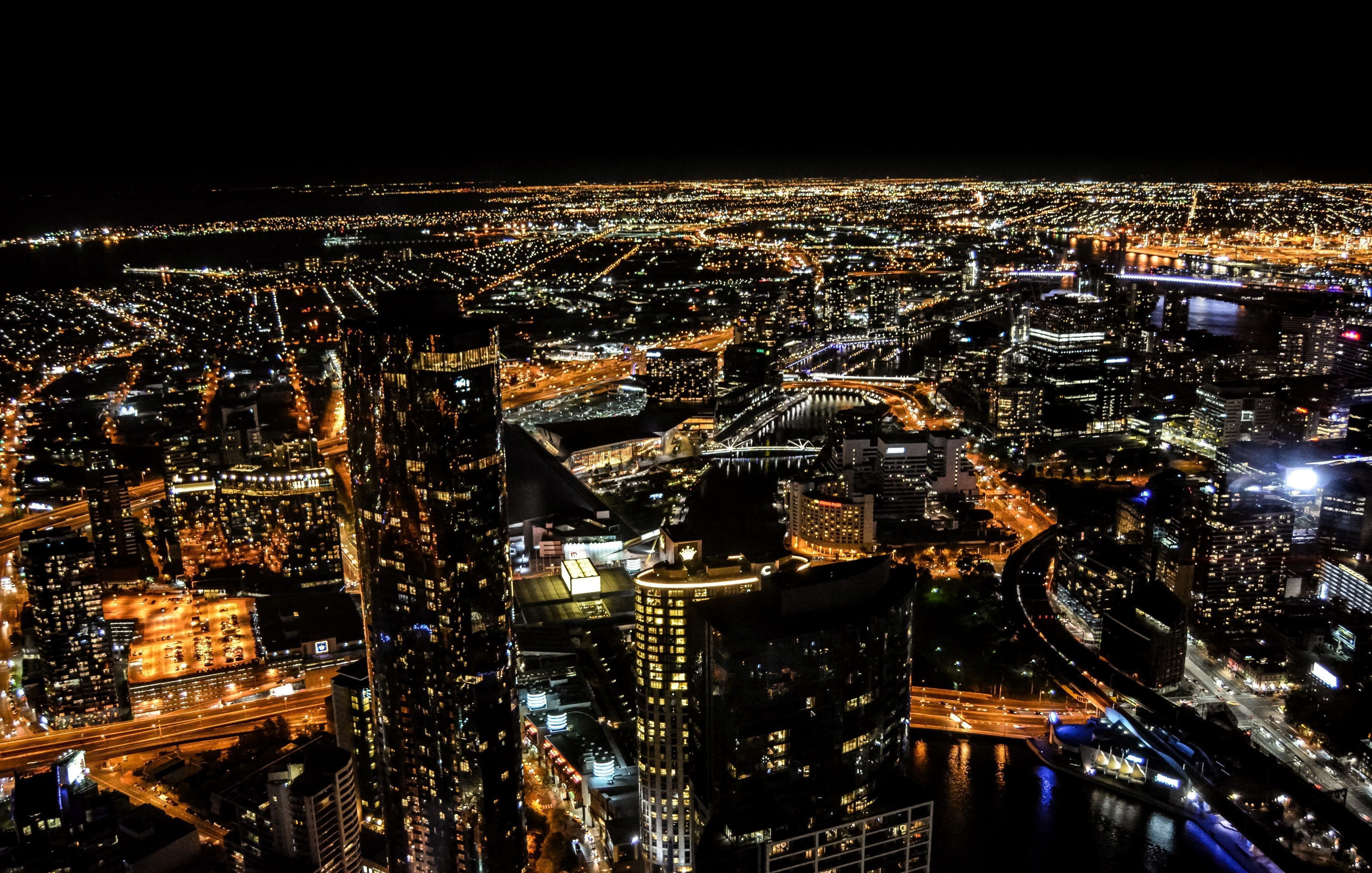 3840x2443 melbourne at night 4k HD Wallpaper