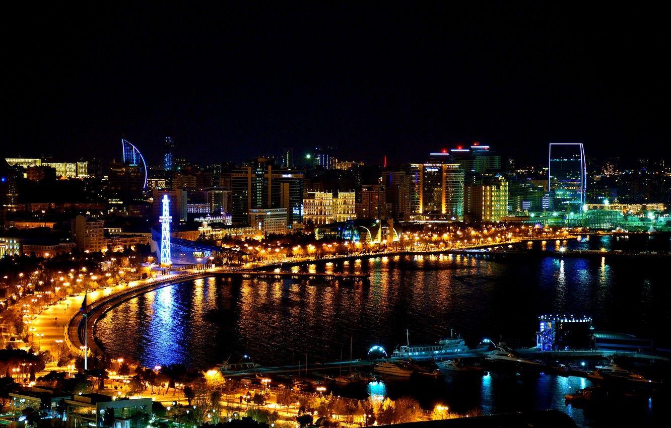 1332x850 Wallpaper night, night, Azerbaijan, Azerbaijan, Baku, Baku