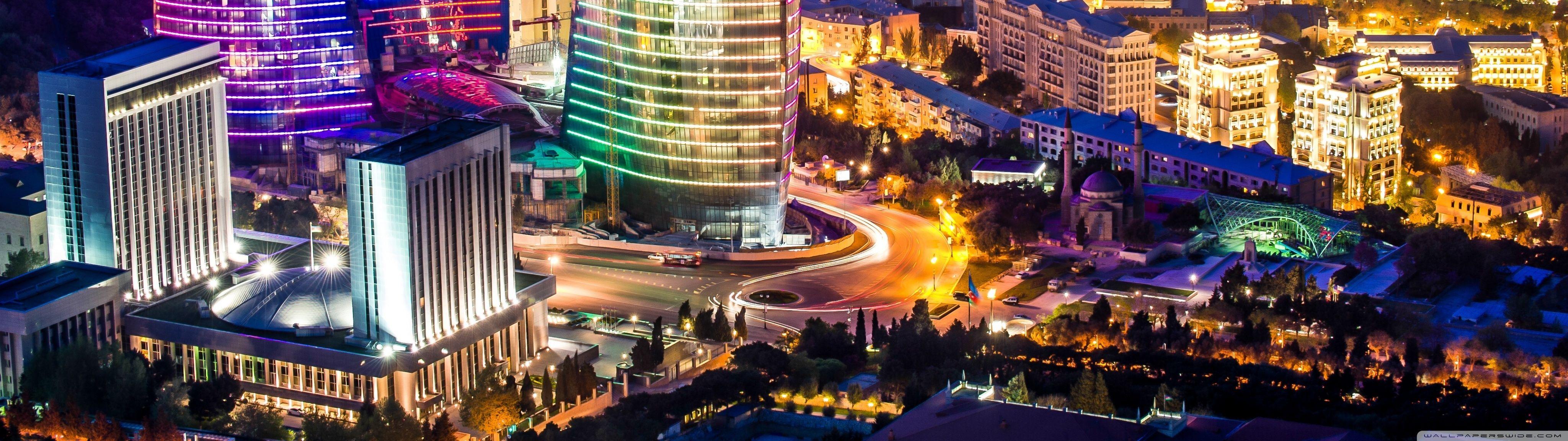 4096x1152 Flame Towers, Baku, Azerbaijan ❤ 4K HD Desktop Wallpaper