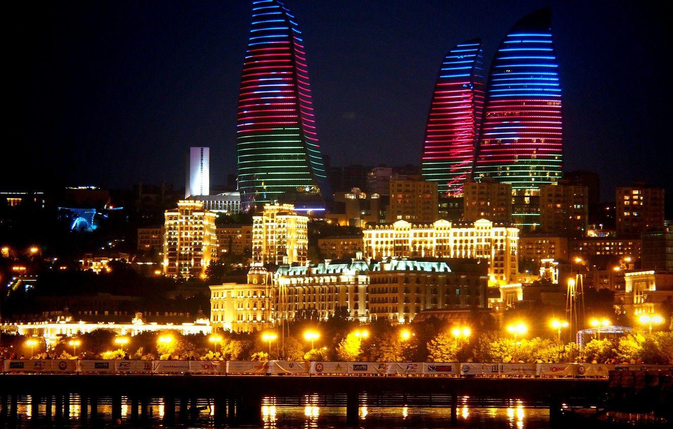 1332x850 Wallpaper night, night, Azerbaijan, Azerbaijan, Baku, Baku