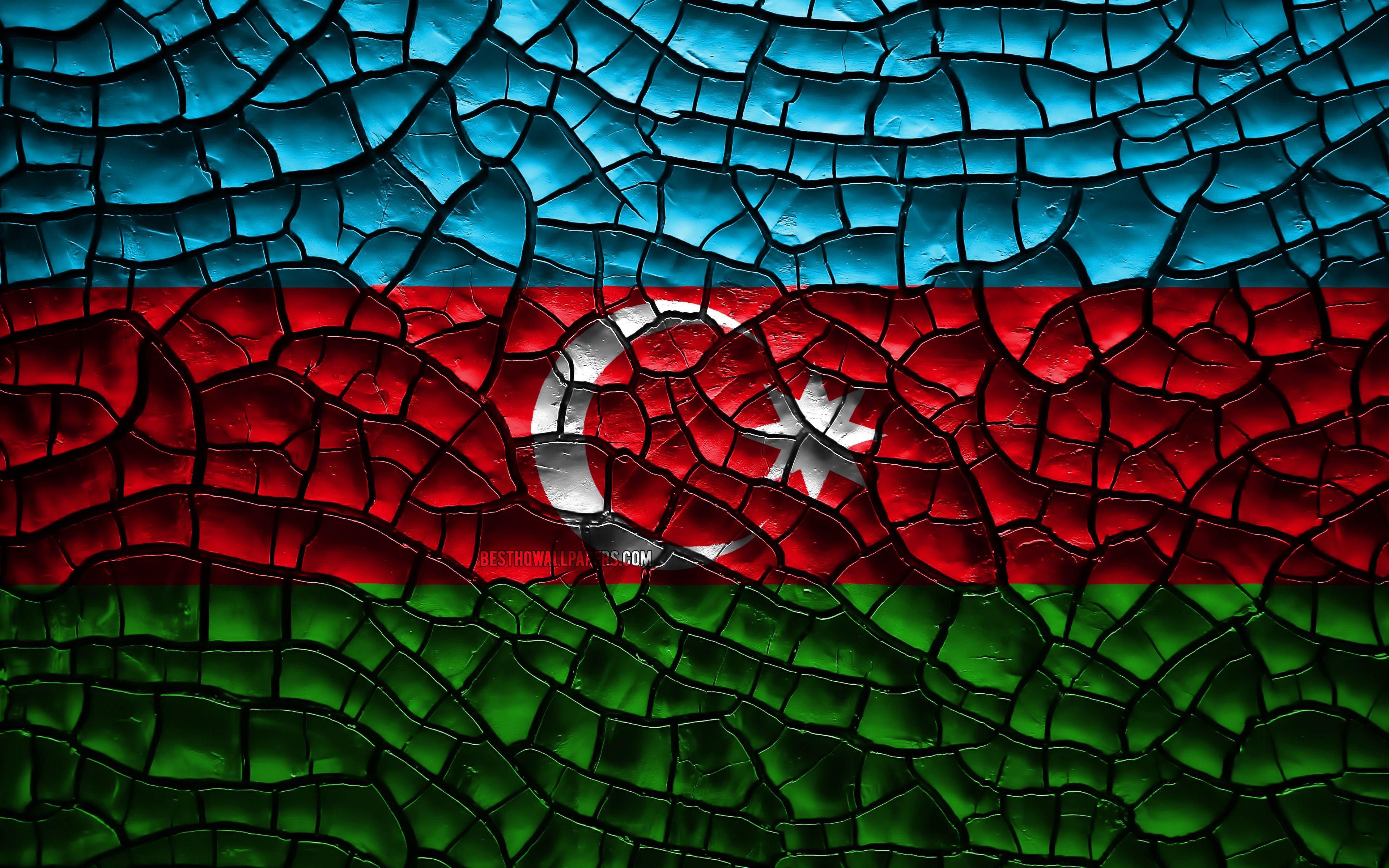 3840x2400 Download wallpaper Flag of Azerbaijan, 4k, cracked soil