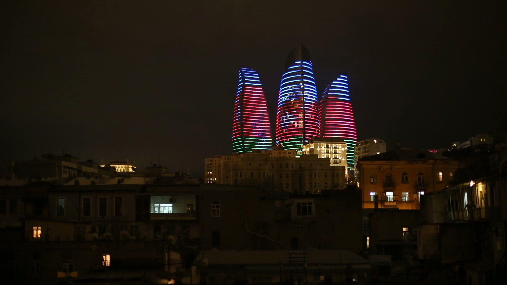 1920x1080 Night View Of The Flame Towers Baku Night View