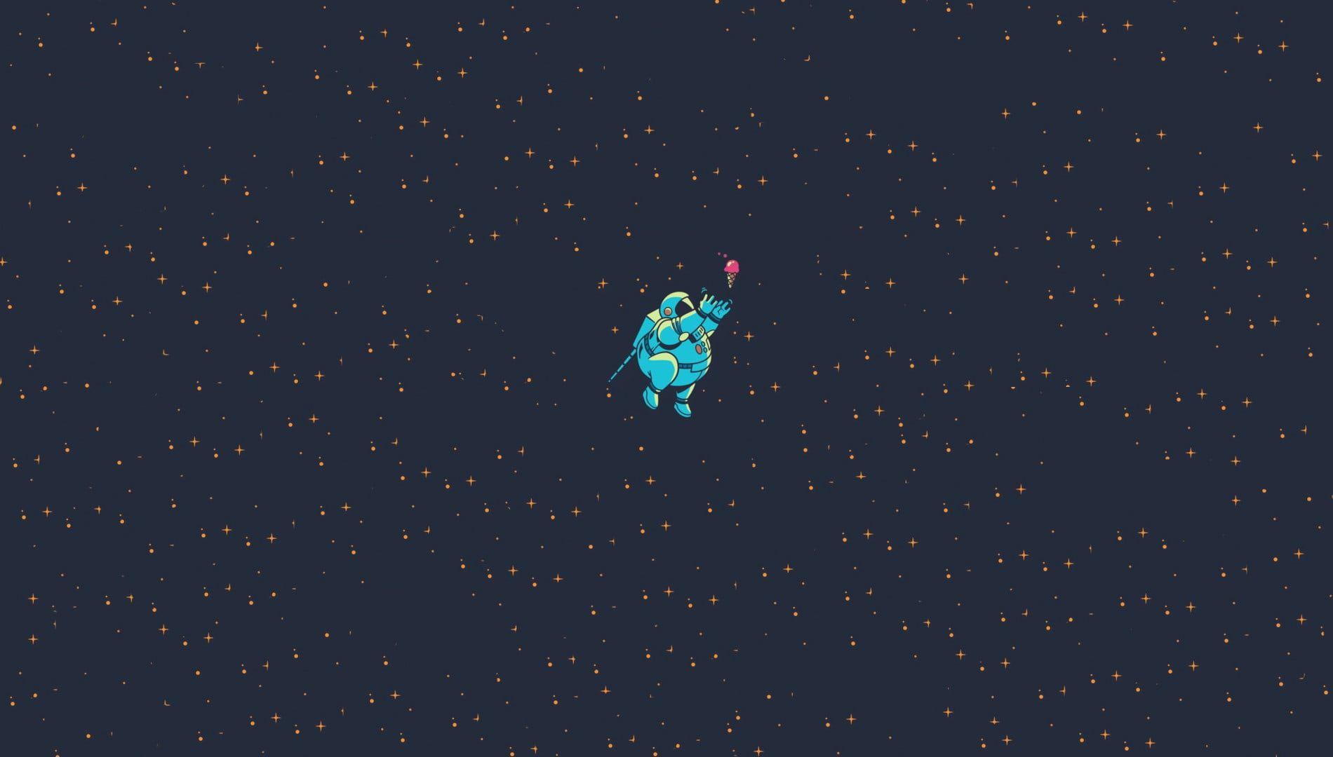1900x1080 Blue astronaut in space wallpaper, simple, simple background