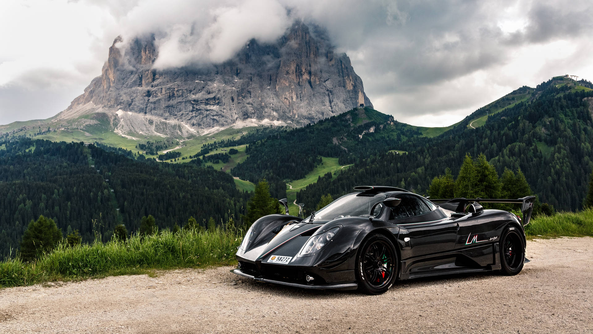 1920x1080 Pagani Zonda In Gardena Pass Wallpaper