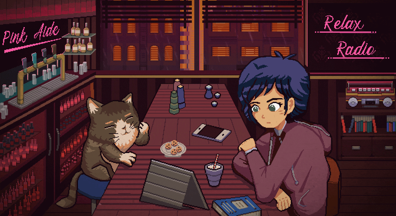 1280x700 Chameleon pixel artist. Anime pixel