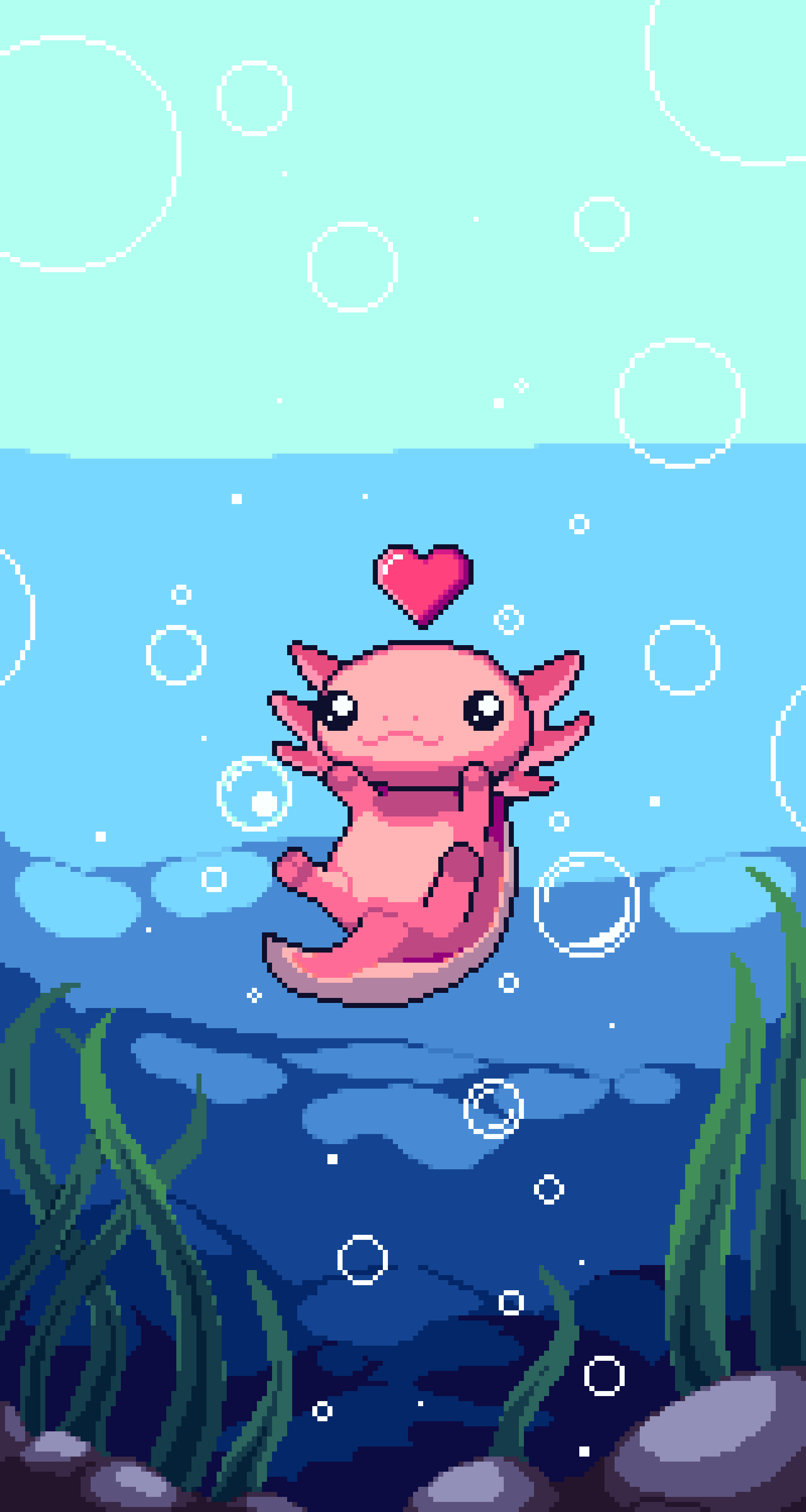 1600x3000 Axolotl Phone Wallpaper's Ko Fi Shop