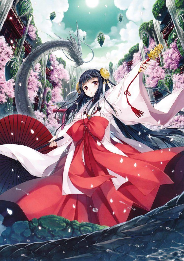 748x1057 dragons, Dress, Fantasy, Art, Red, Eyes, Artwork, Anime
