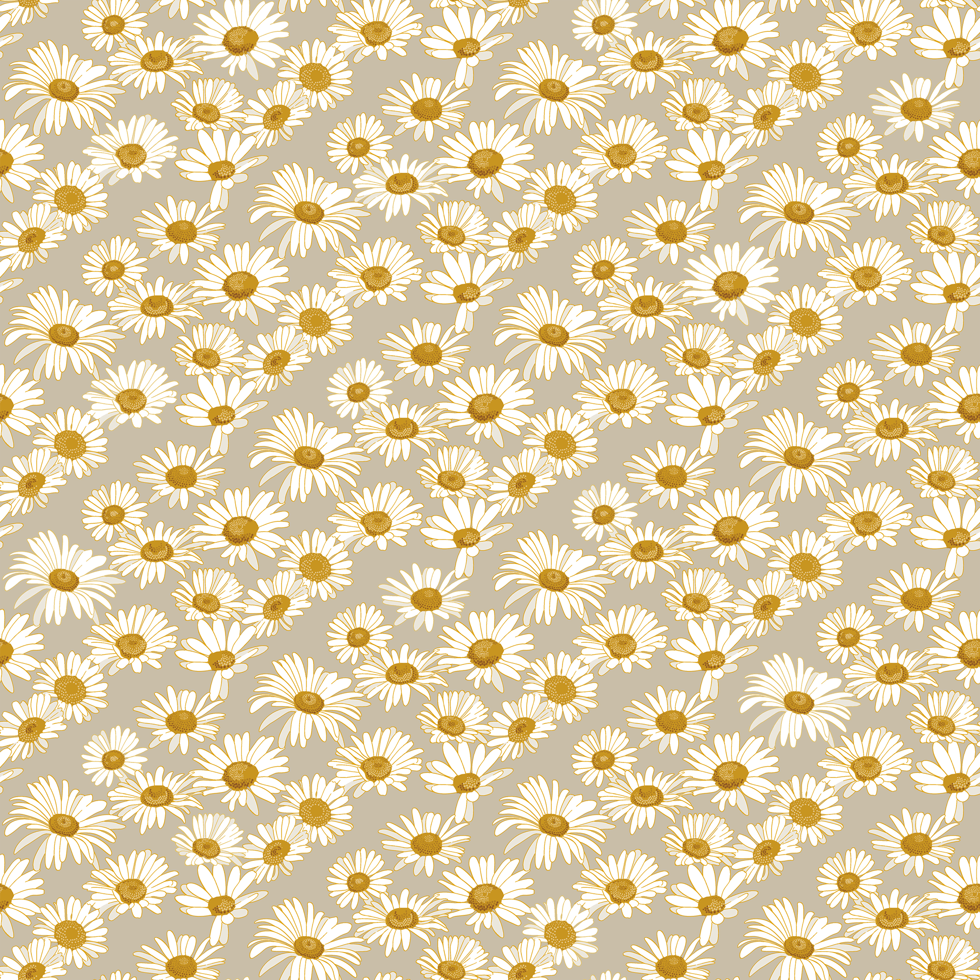 2000x2000 Tempaper Daisies Self Adhesive Removable Wallpaper, Greige