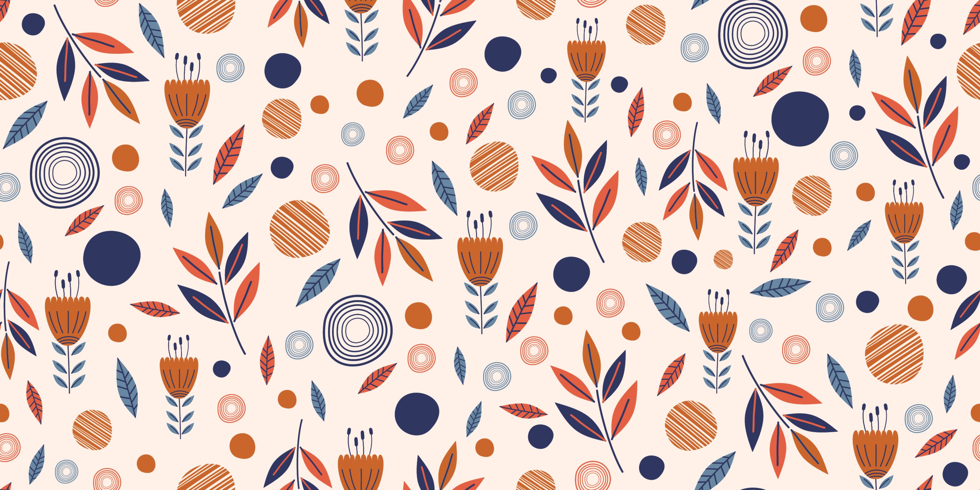 3200x1600 Scandinavian Folk Art Tulip Pattern