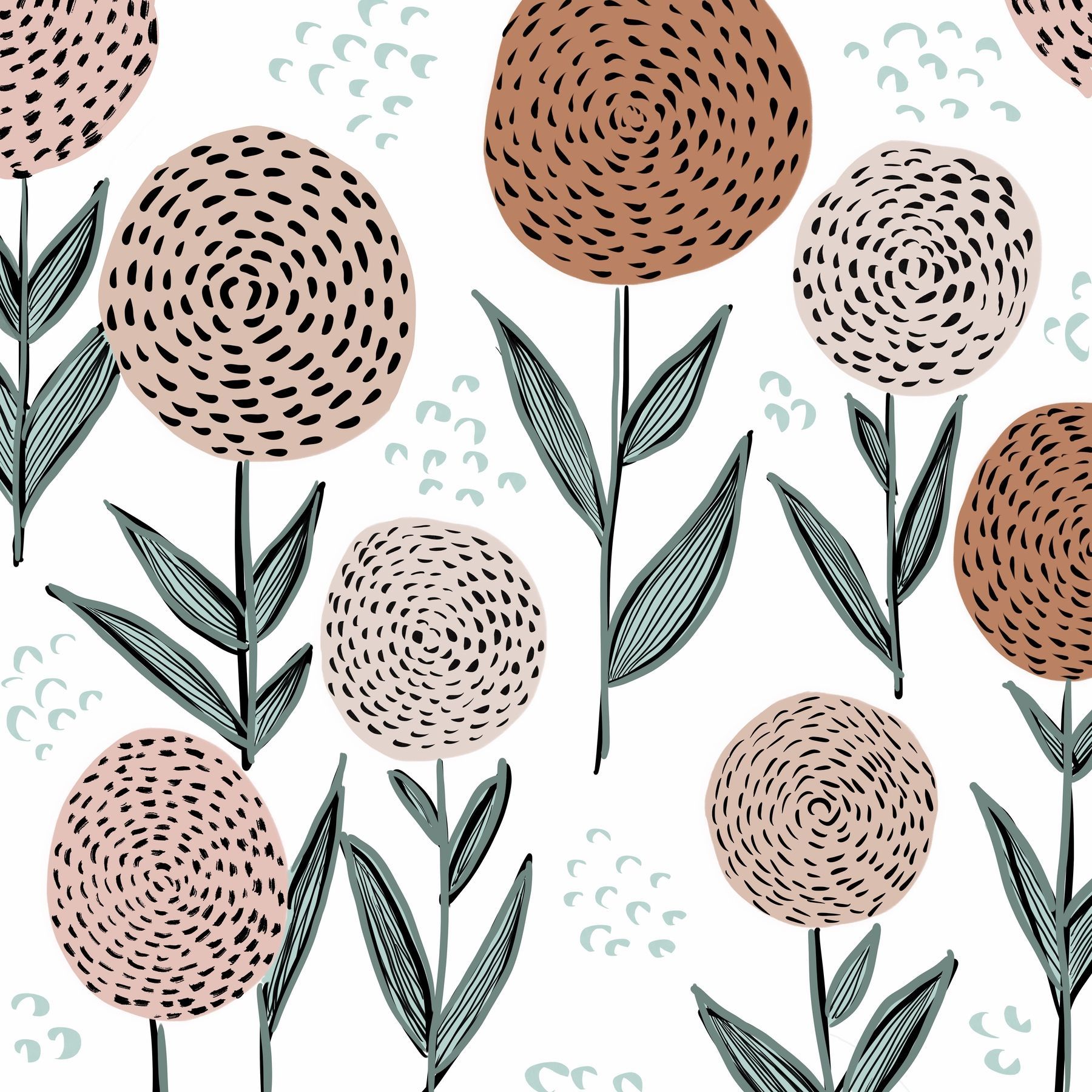 1800x1800 Nude and Brown Flowers Wallpaper