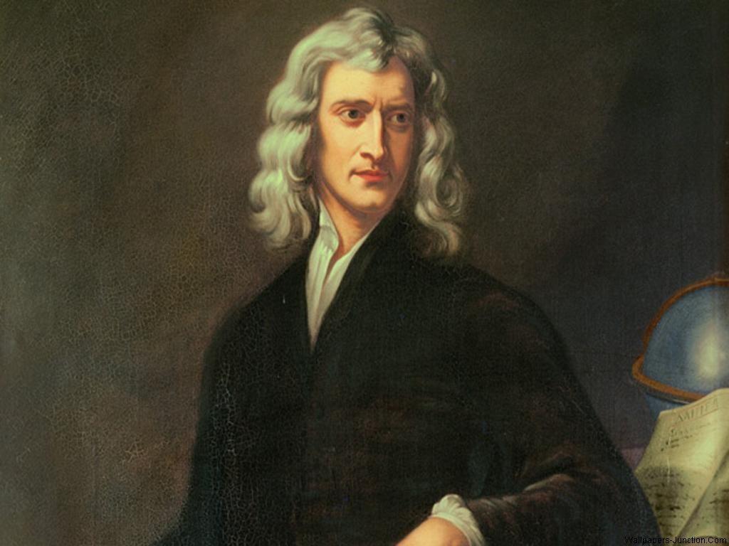 Physics the science of nature, the concept of studying the laws of nature.  A young man in the image of Isaac Newton. Stock Photo | Adobe Stock