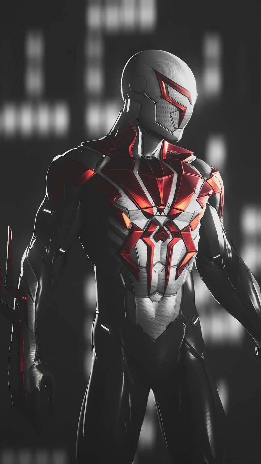 844x1500 Download White Spider Man Heroically Taking Flight Wallpaper
